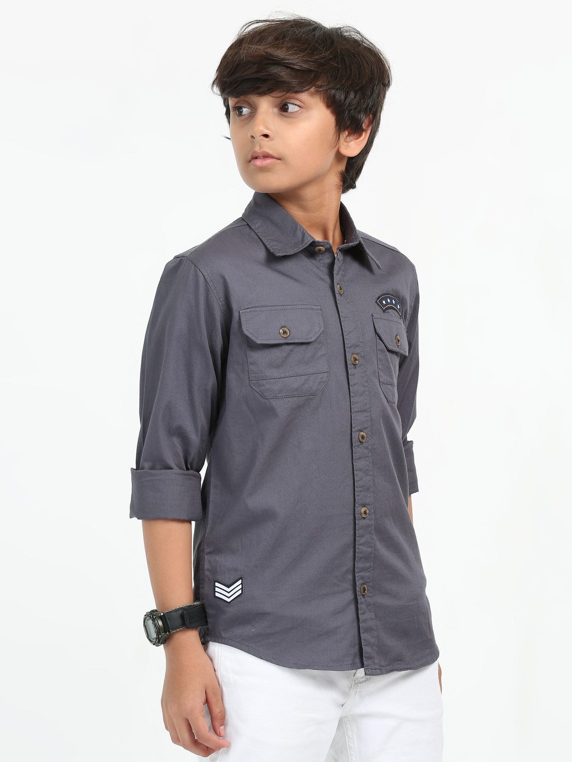 ROCKET SCIENCE Boys Regular Fit Solid Spread Collar Casual Shirt - Image 1