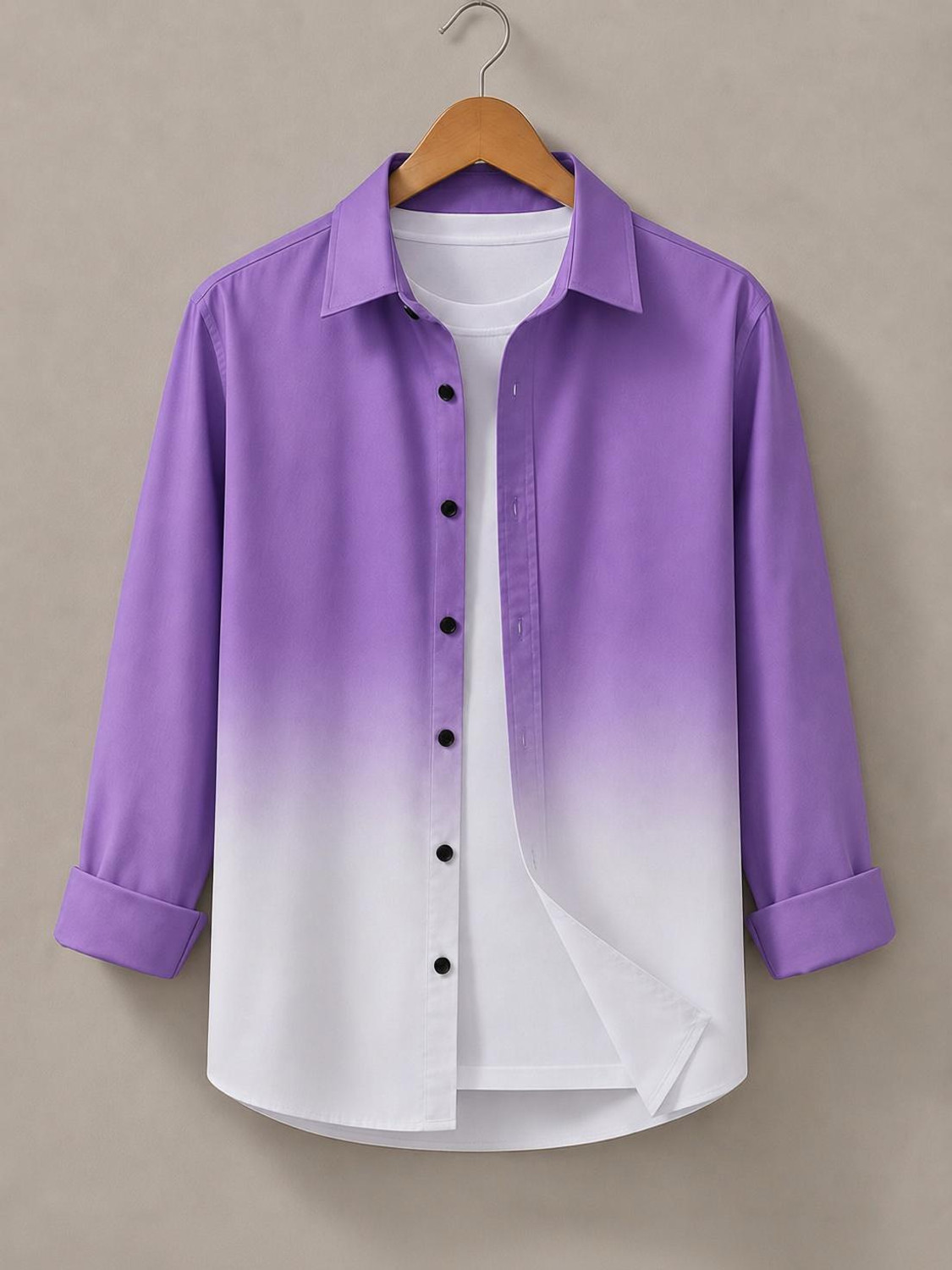 Kizyoo Men Regular Fit Dyed/Ombre Spread Collar Party Shirt - Image 1
