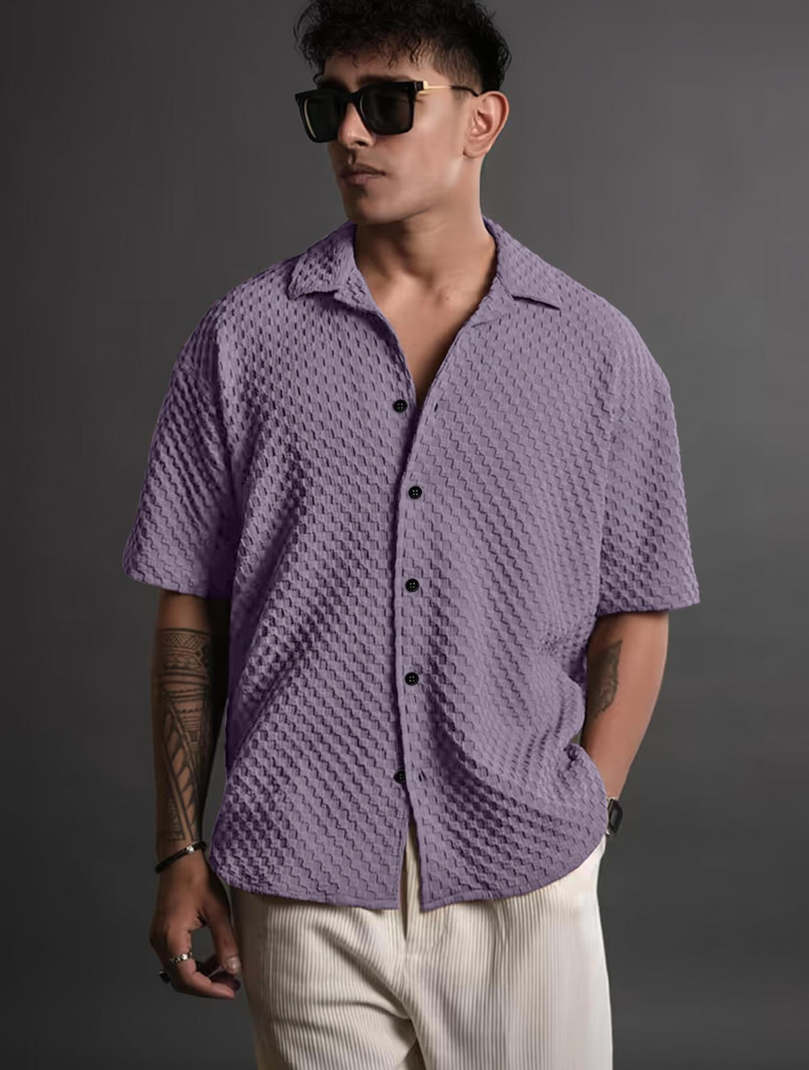 Hemline Men Regular Fit Self Design Casual Shirt - Image 1
