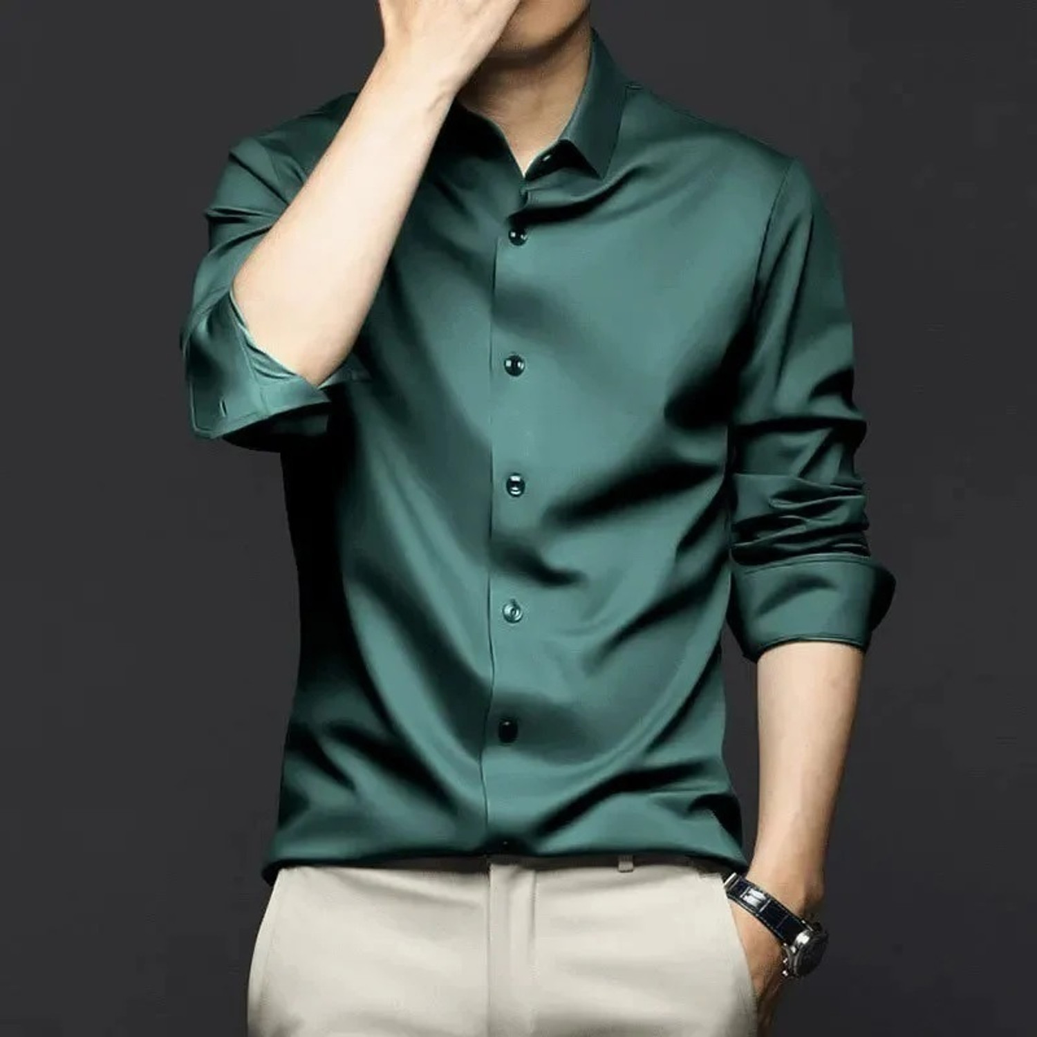 Sam Unique Man Men Regular Fit Solid Spread Collar Formal Shirt - Image 1
