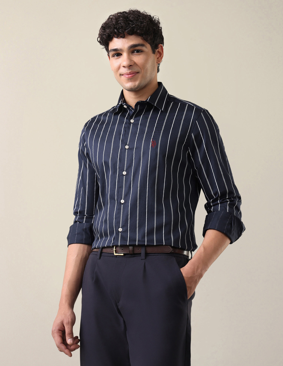 U.S. POLO ASSN. Men Regular Fit Striped Casual Shirt - Image 1