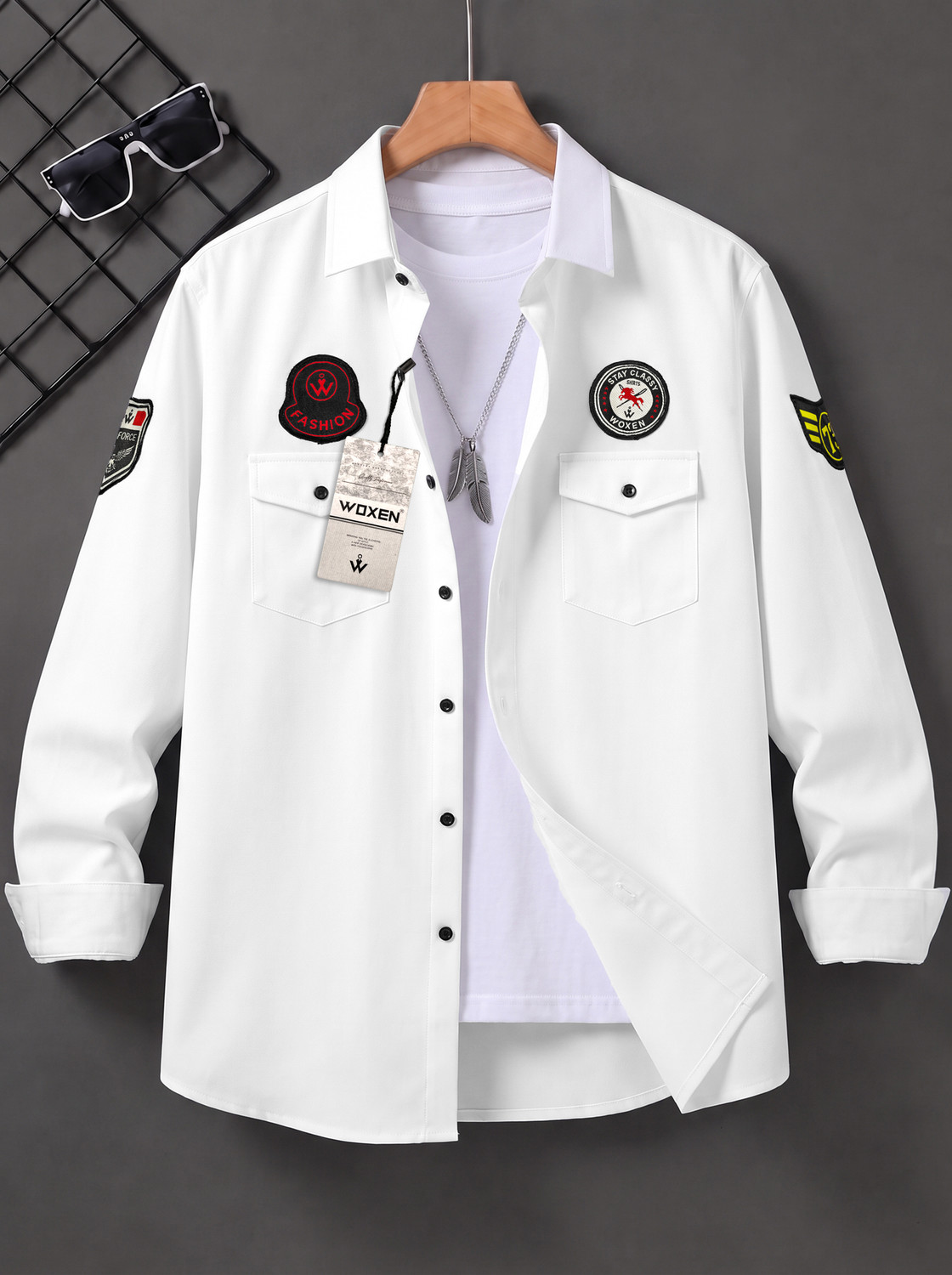 WOXEN Men Regular Fit Solid Spread Collar Casual Shirt - Image 1