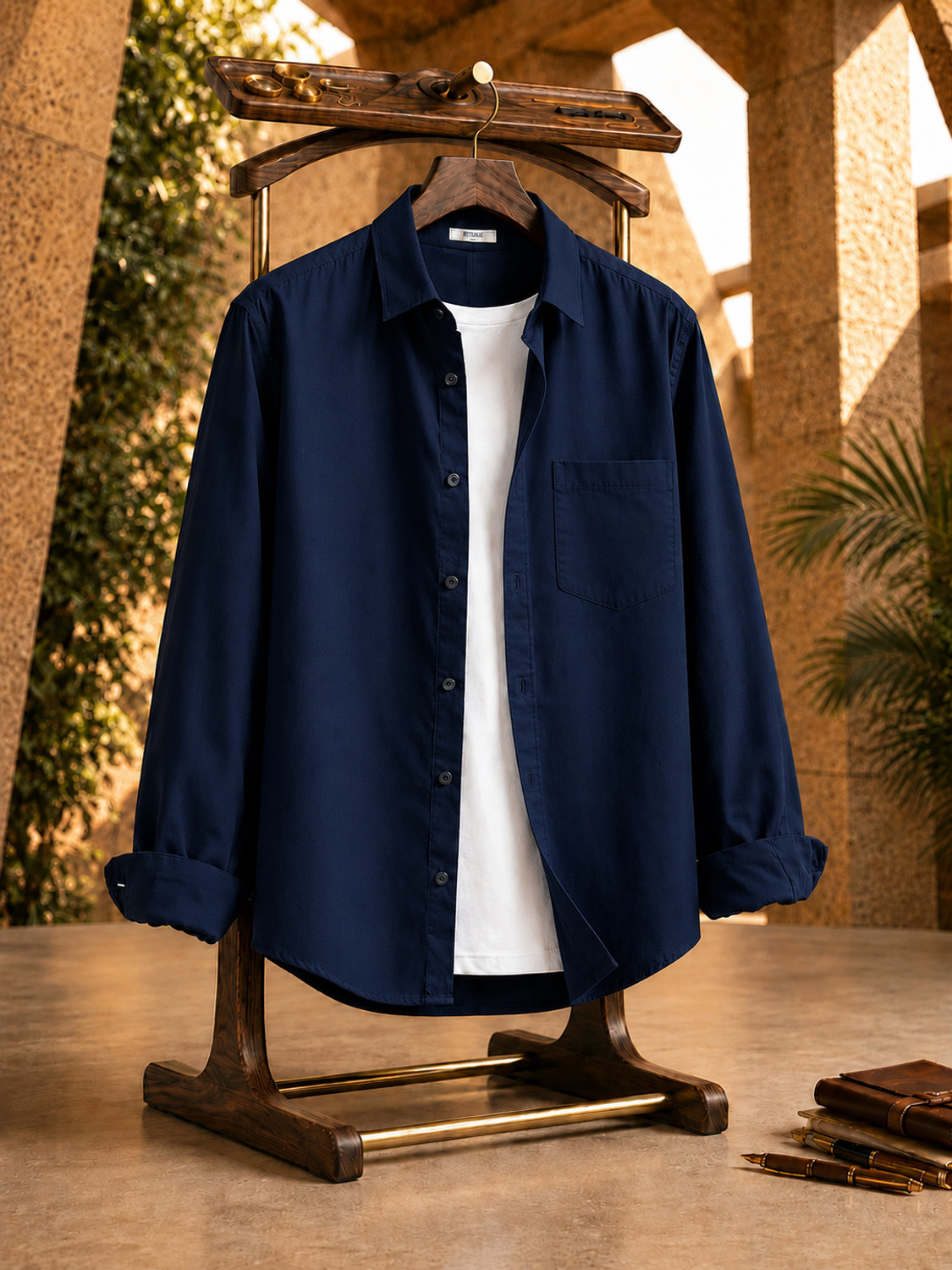 METRONAUT Men Comfort Fit Solid Spread Collar Casual Shirt - Image 1