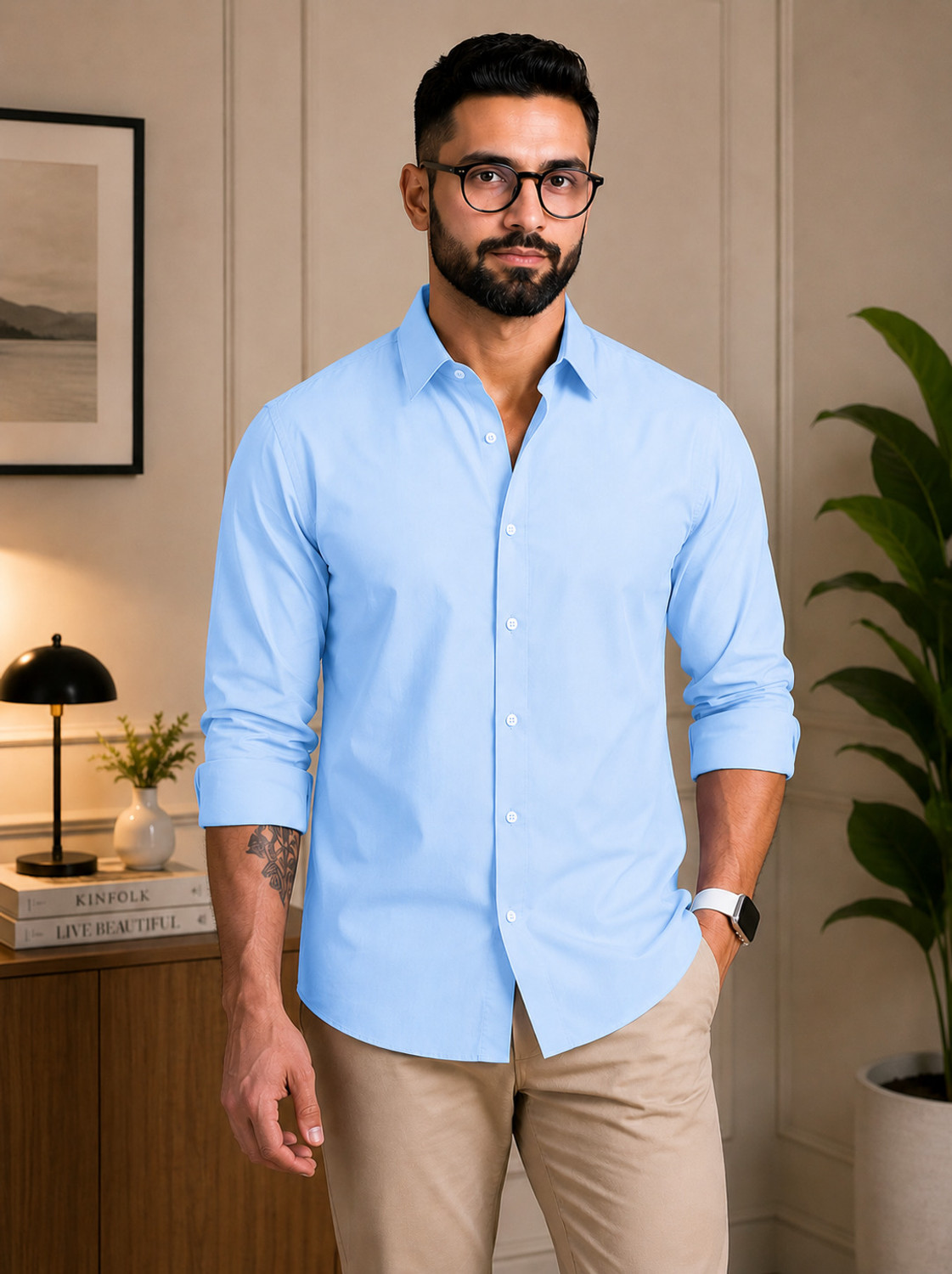 BROCON Men Regular Fit Solid Spread Collar Casual Shirt - Image 1