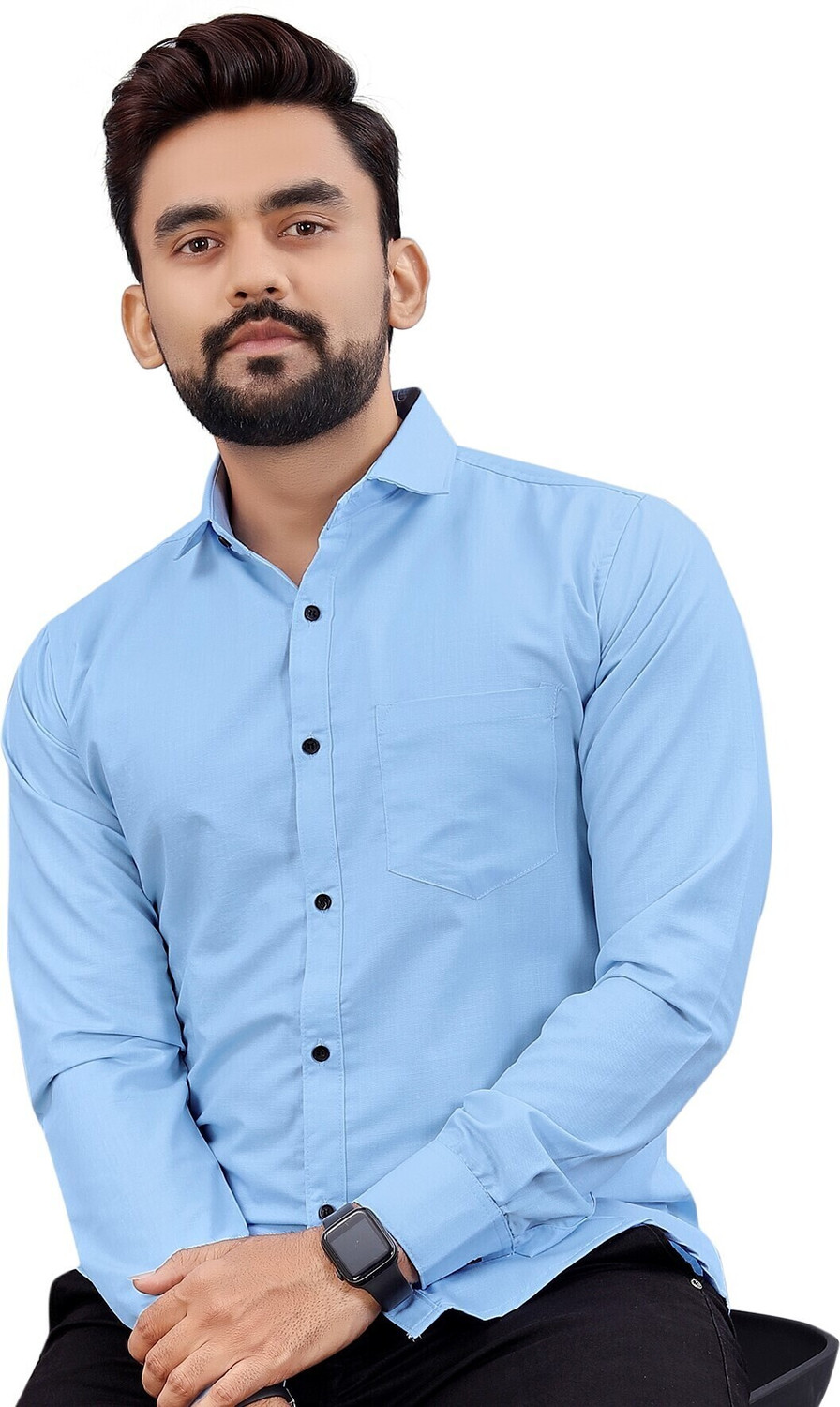 NIVICK Men Regular Fit Solid Spread Collar Formal Shirt - Image 1
