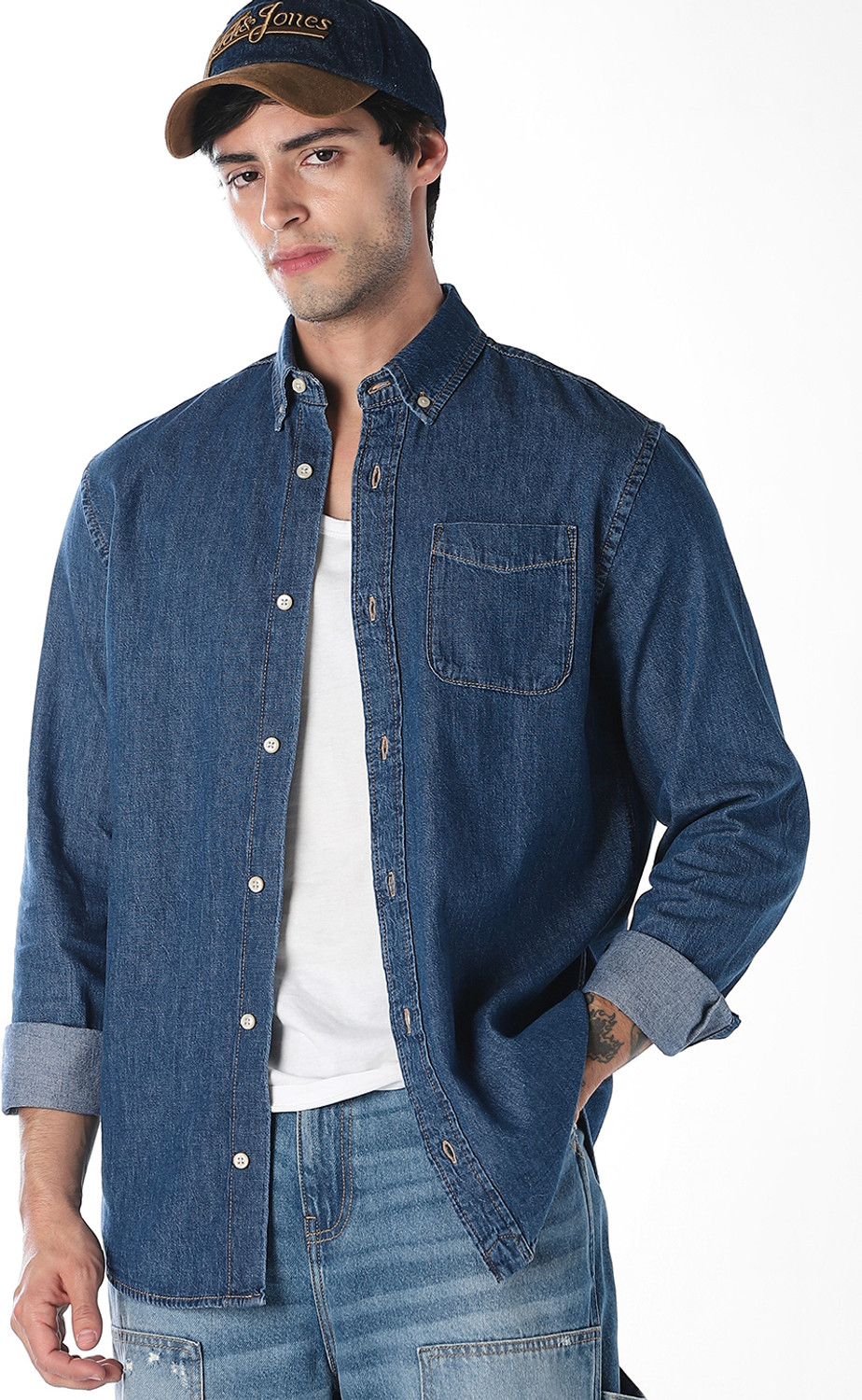 JACK & JONES Men Regular Fit Solid Spread Collar Casual Shirt - Image 1