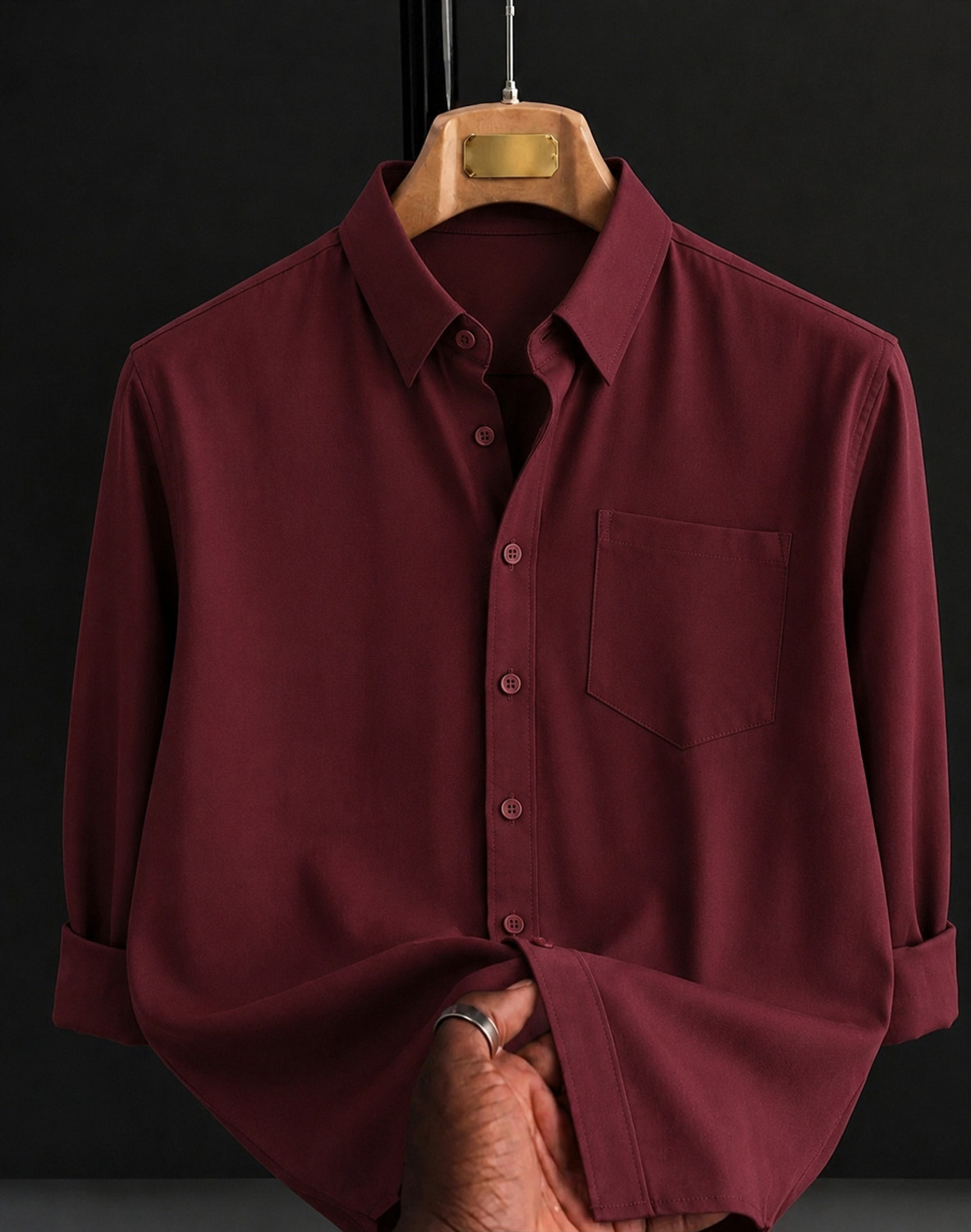 youth first Men Regular Fit Solid Spread Collar Casual Shirt - Image 1