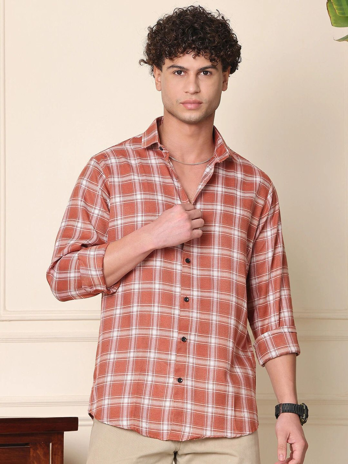 BLEZZA Men Regular Fit Checkered Spread Collar Casual Shirt - Image 1