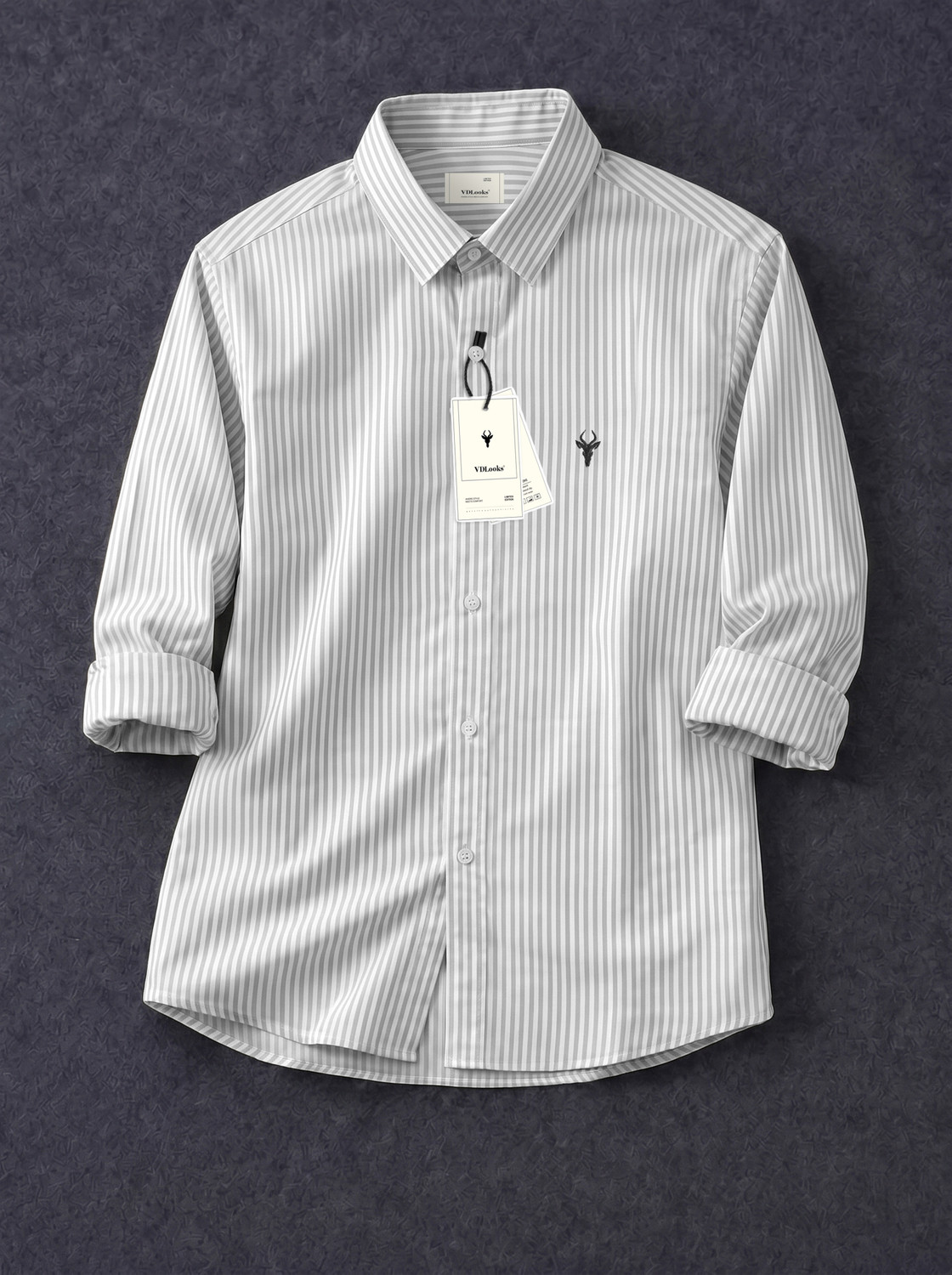 vdlooks Men Regular Fit Striped Spread Collar Casual Shirt - Image 1