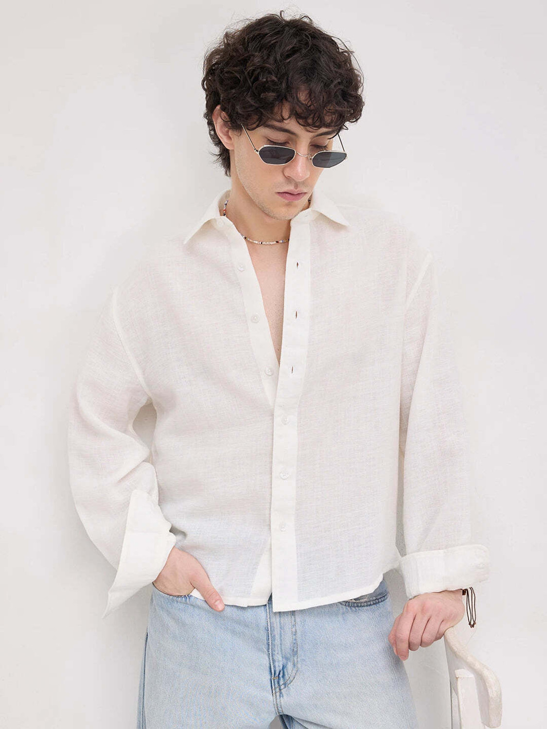 VASTRADO Men Boxy Fit Solid Cut Away Collar Casual Shirt - Image 1