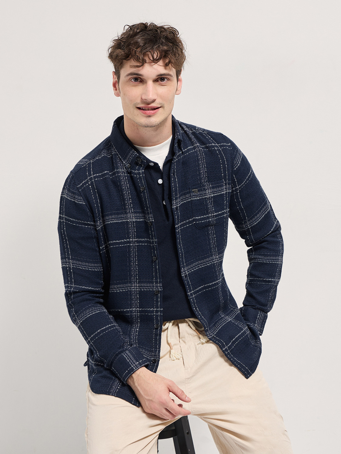 THE BEAR HOUSE Men Slim Fit Checkered Button Down Collar Casual Shirt - Image 1