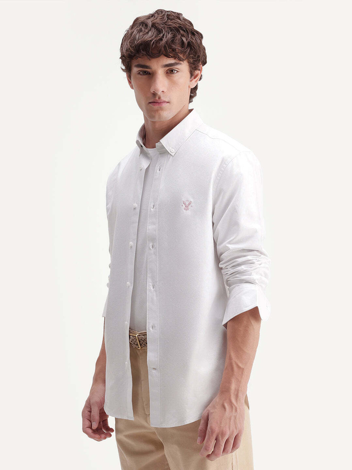 RARE RABBIT Men Solid Casual White Shirt - Image 1