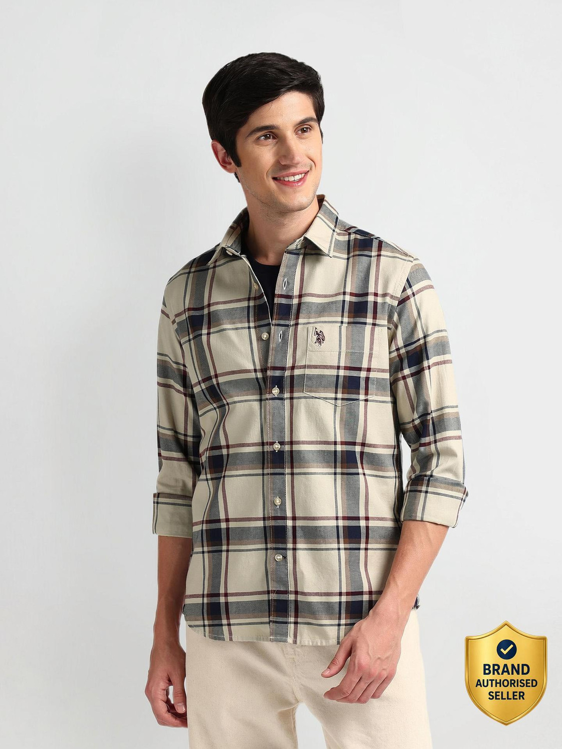 U.S. POLO ASSN. Men Slim Fit Checkered Casual Shirt - Image 1