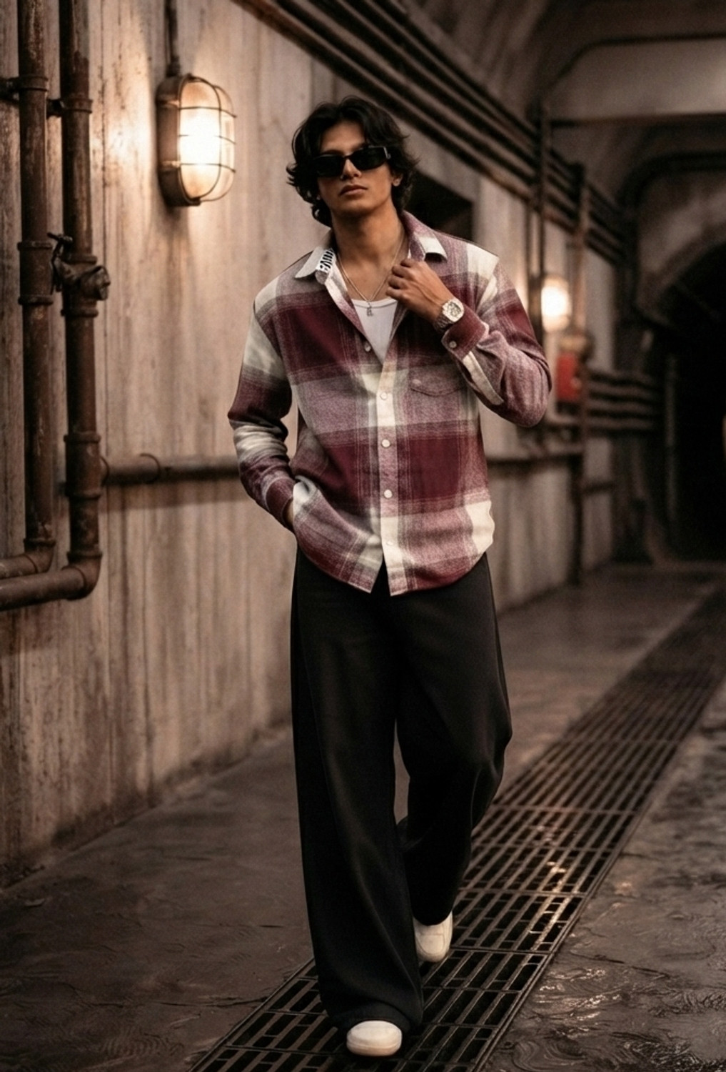 Xfggggy Men Boxy Fit Checkered Spread Collar Casual Shirt - Image 1