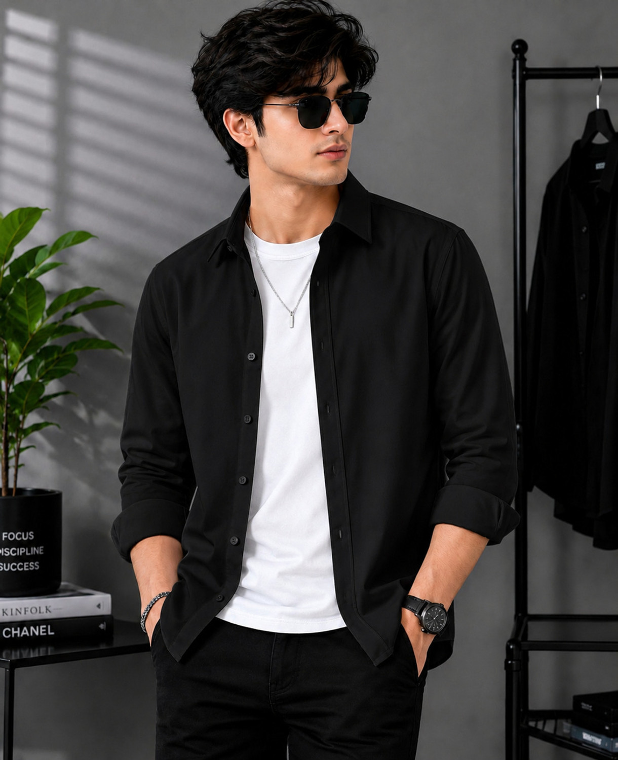 Amart Men Regular Fit Solid Spread Collar Casual Shirt - Image 1