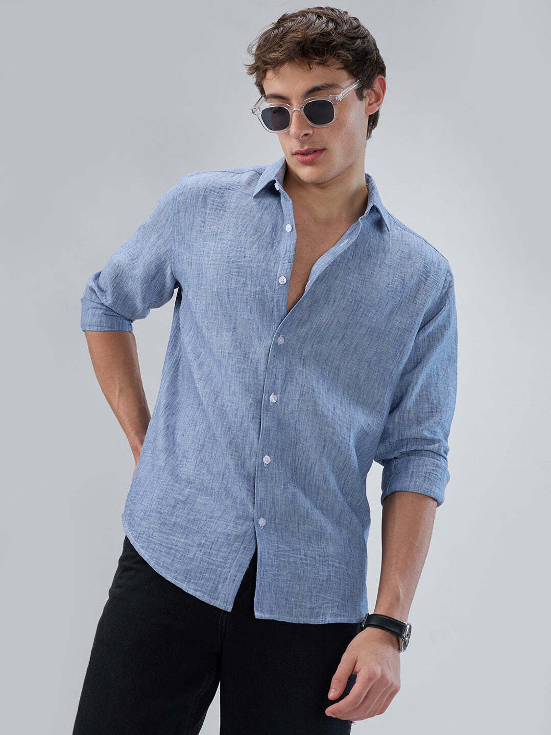VASTRADO Men Regular Fit Solid Cut Away Collar Casual Shirt - Image 1