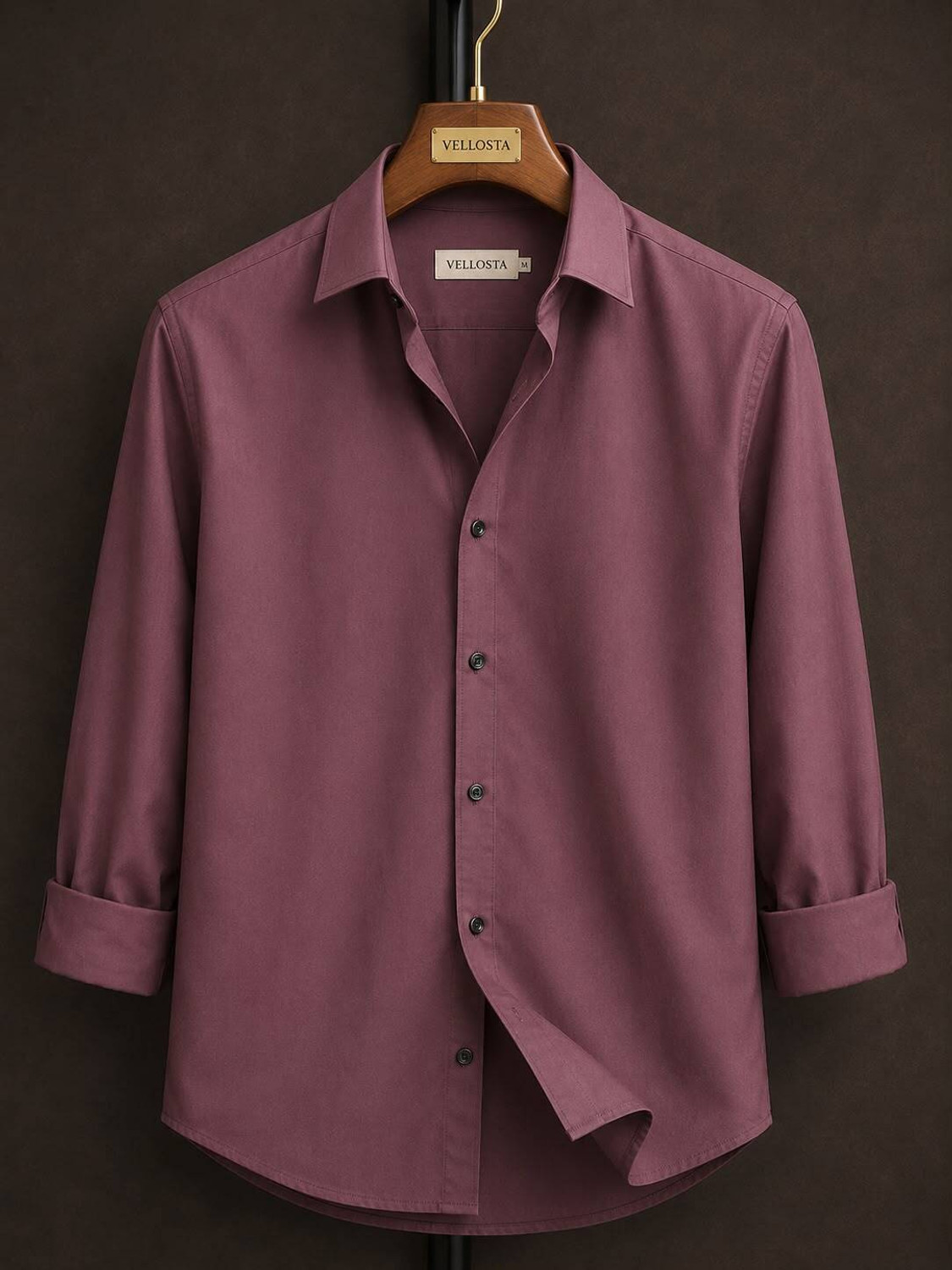 VELLOSTA Men Regular Fit Solid Spread Collar Casual Shirt - Image 1