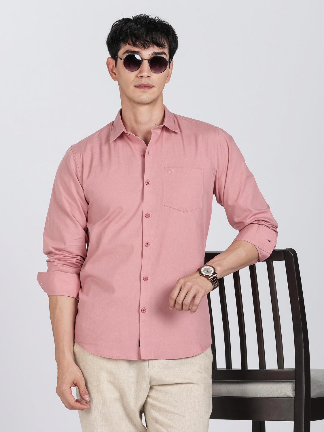 LONDON TRANCE Men Slim Fit Solid Spread Collar Casual Shirt - Image 1