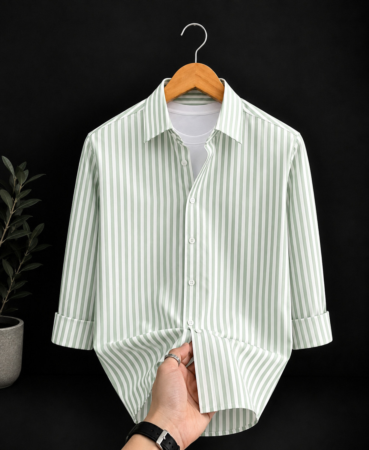 CAMBREEN Men Regular Fit Striped Spread Collar Casual Shirt - Image 1