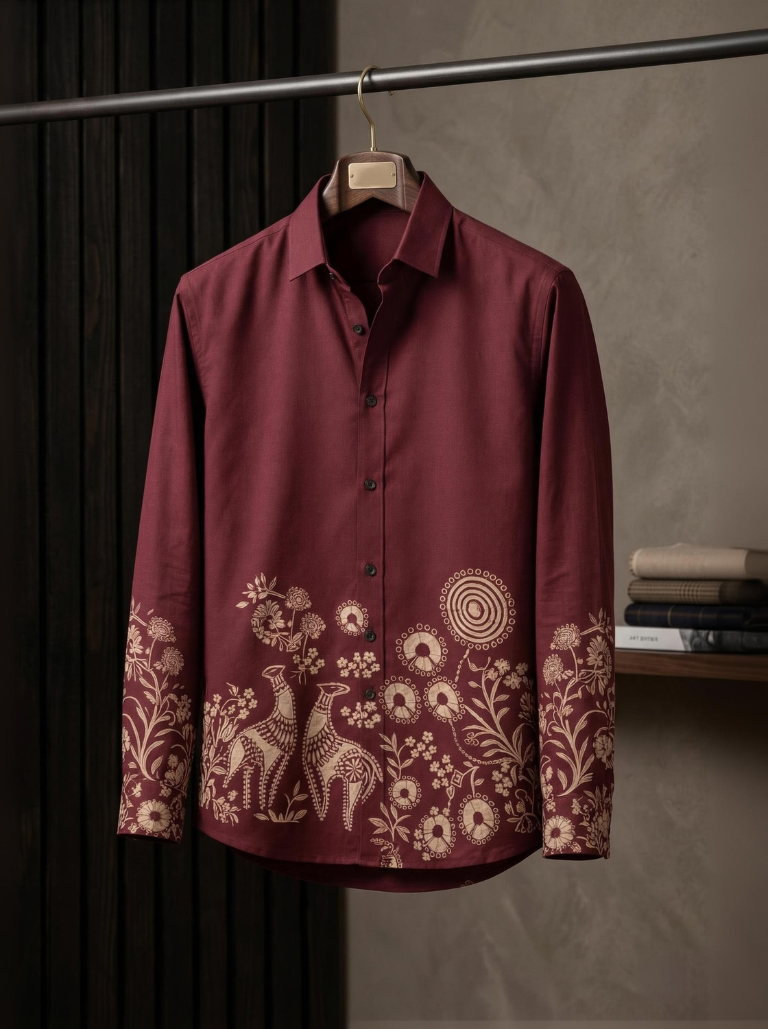 klyzee Men Slim Fit Ethnic Motifs Spread Collar Casual Shirt - Image 1