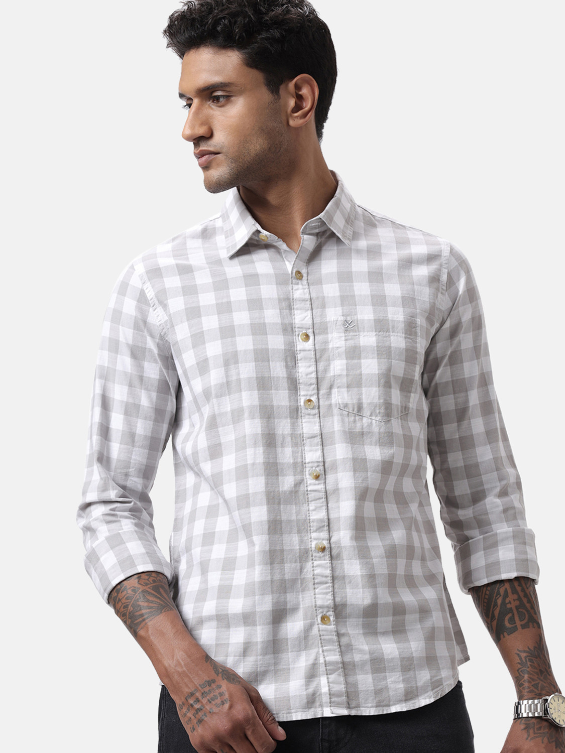 WROGN Men Regular Fit Checkered Casual Shirt - Image 1