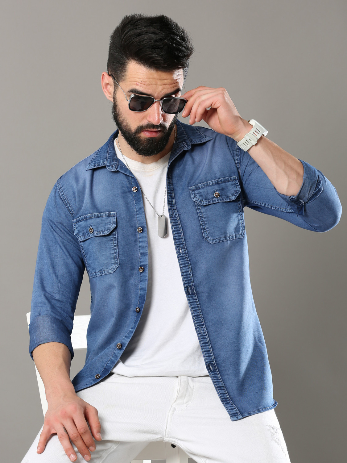 Carbonn Cloth Men Regular Fit Washed Cut Away Collar Casual Shirt - Image 1