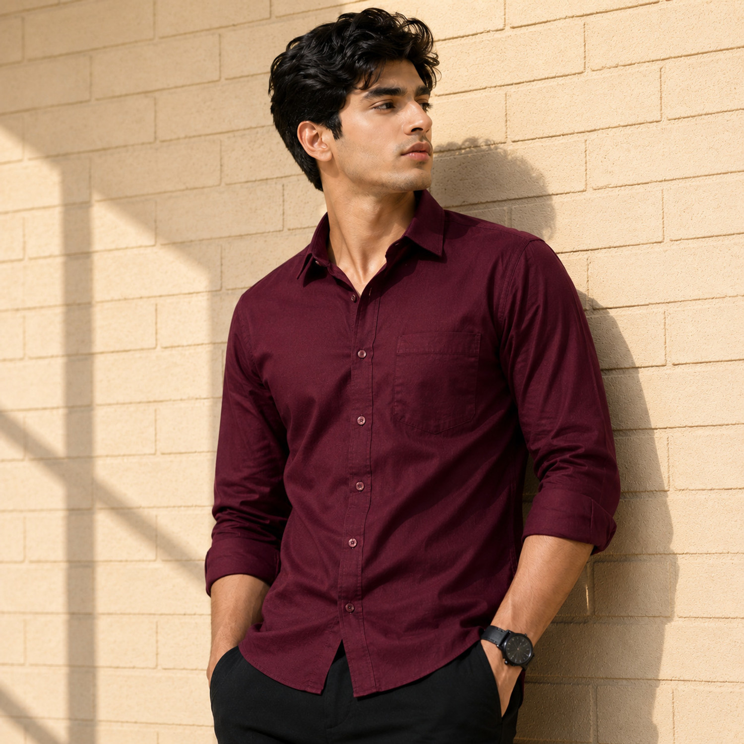 Mardexx Men Regular Fit Solid Spread Collar Casual Shirt - Image 1
