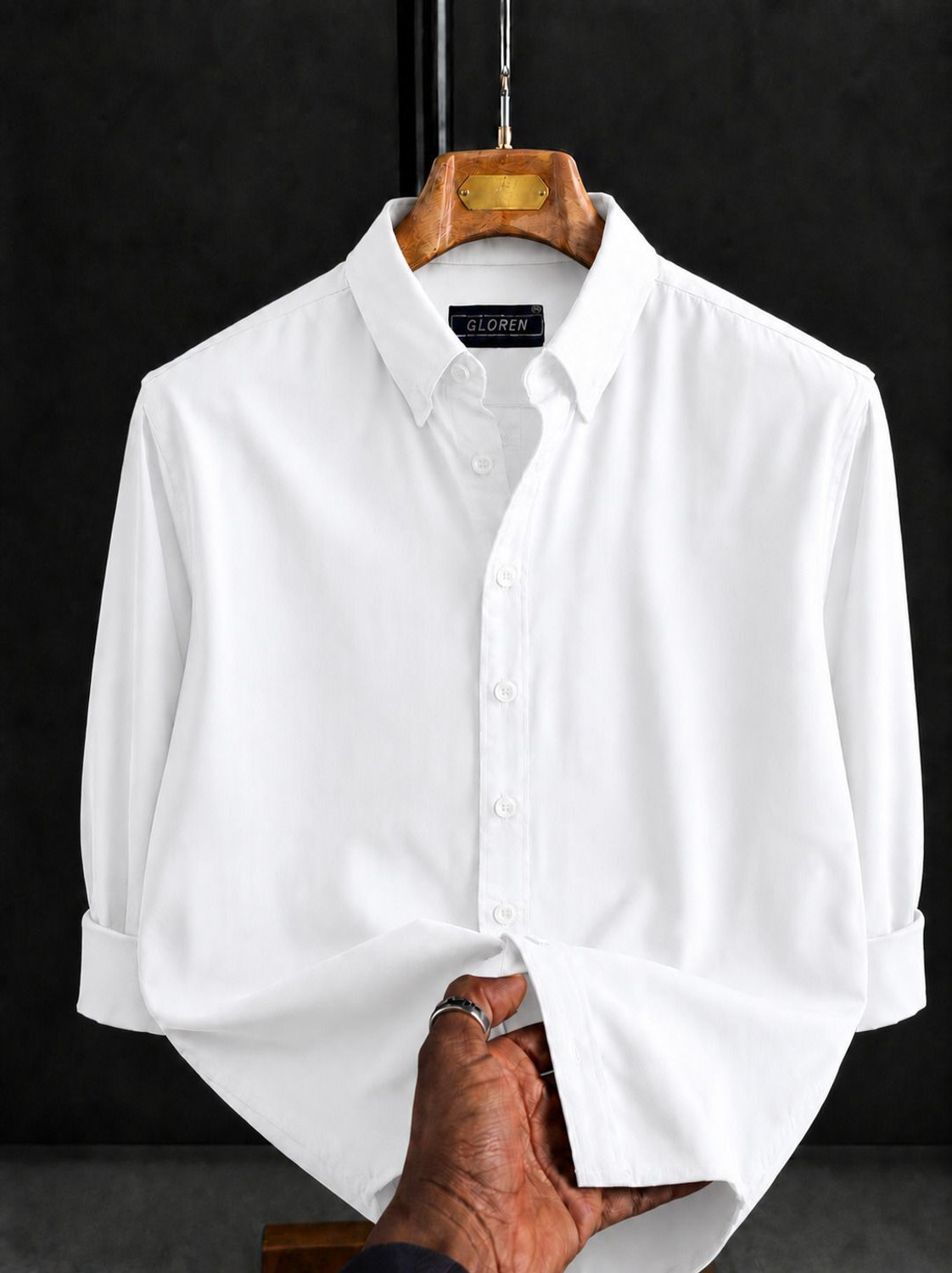 GLeo Men Regular Fit Solid Button Down Collar Casual Shirt - Image 1