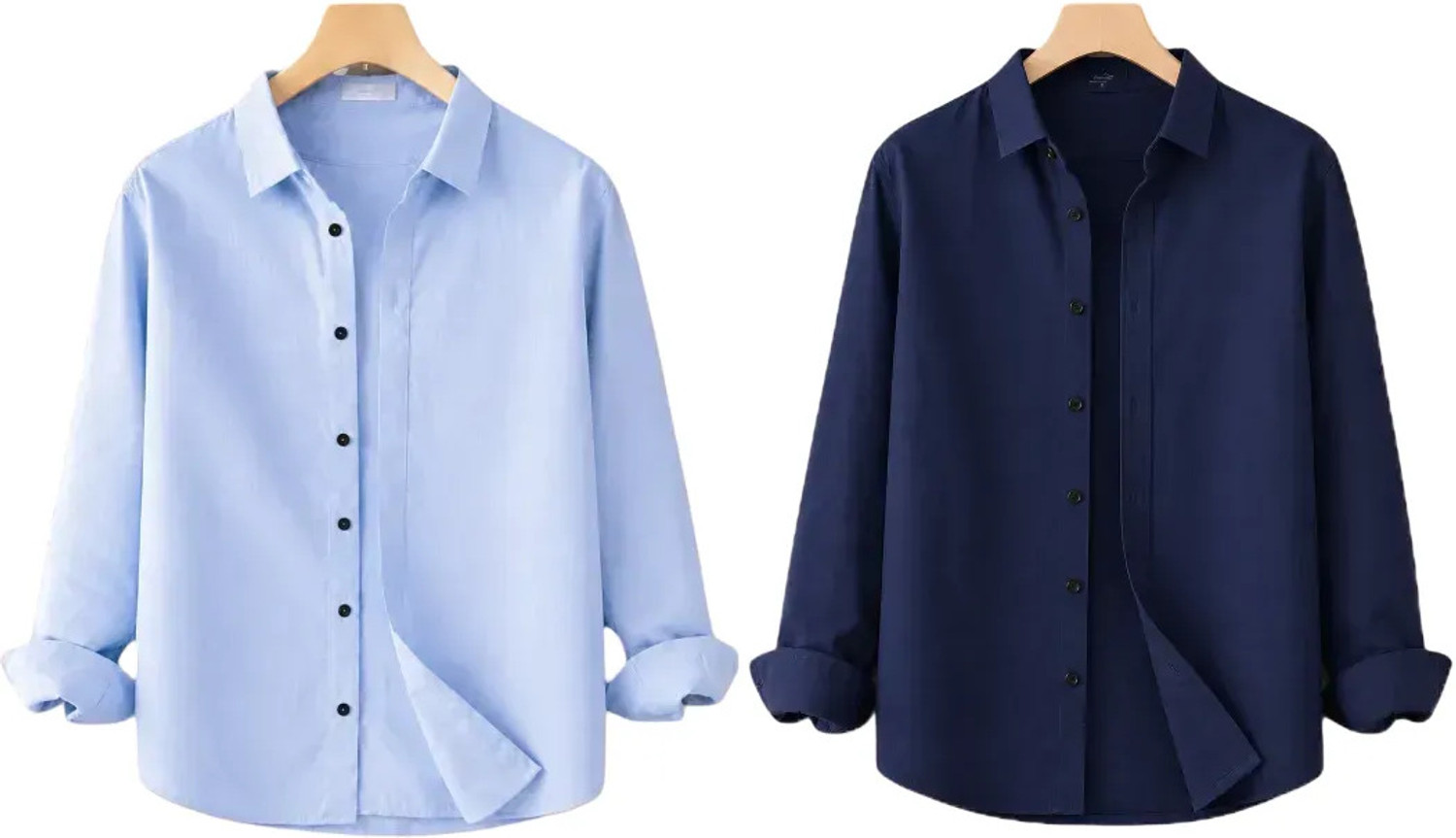 THE WINE HOUSE Men Slim Fit Solid Spread Collar Casual Shirt (Pack of 2) - Image 1