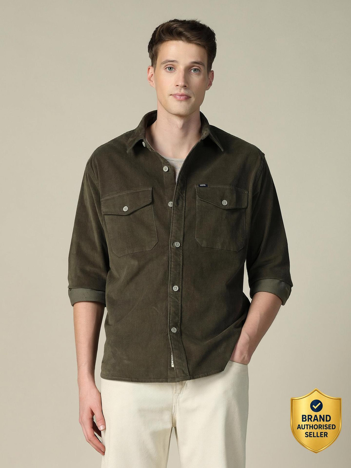 U.S. Polo Assn. Denim Co. Men Regular Fit Solid Spread Collar Casual Shirt - Image 1