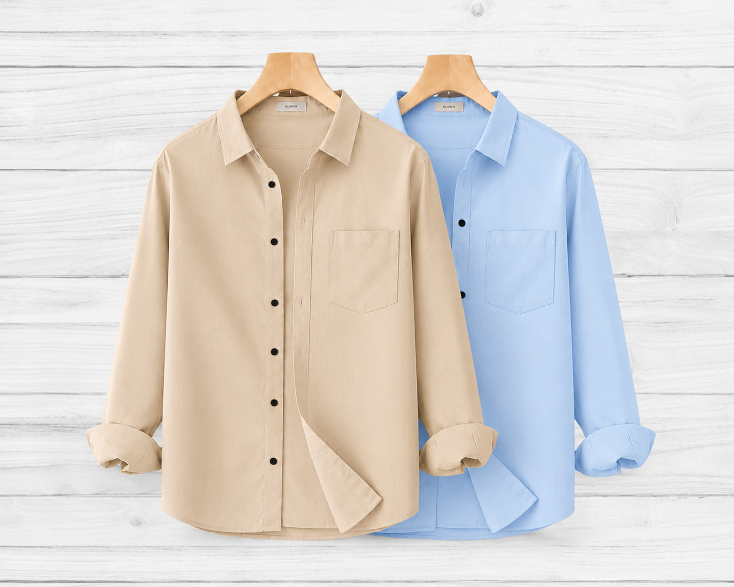GLOREN Men Regular Fit Solid Spread Collar Casual Shirt (Pack of 2) - Image 1