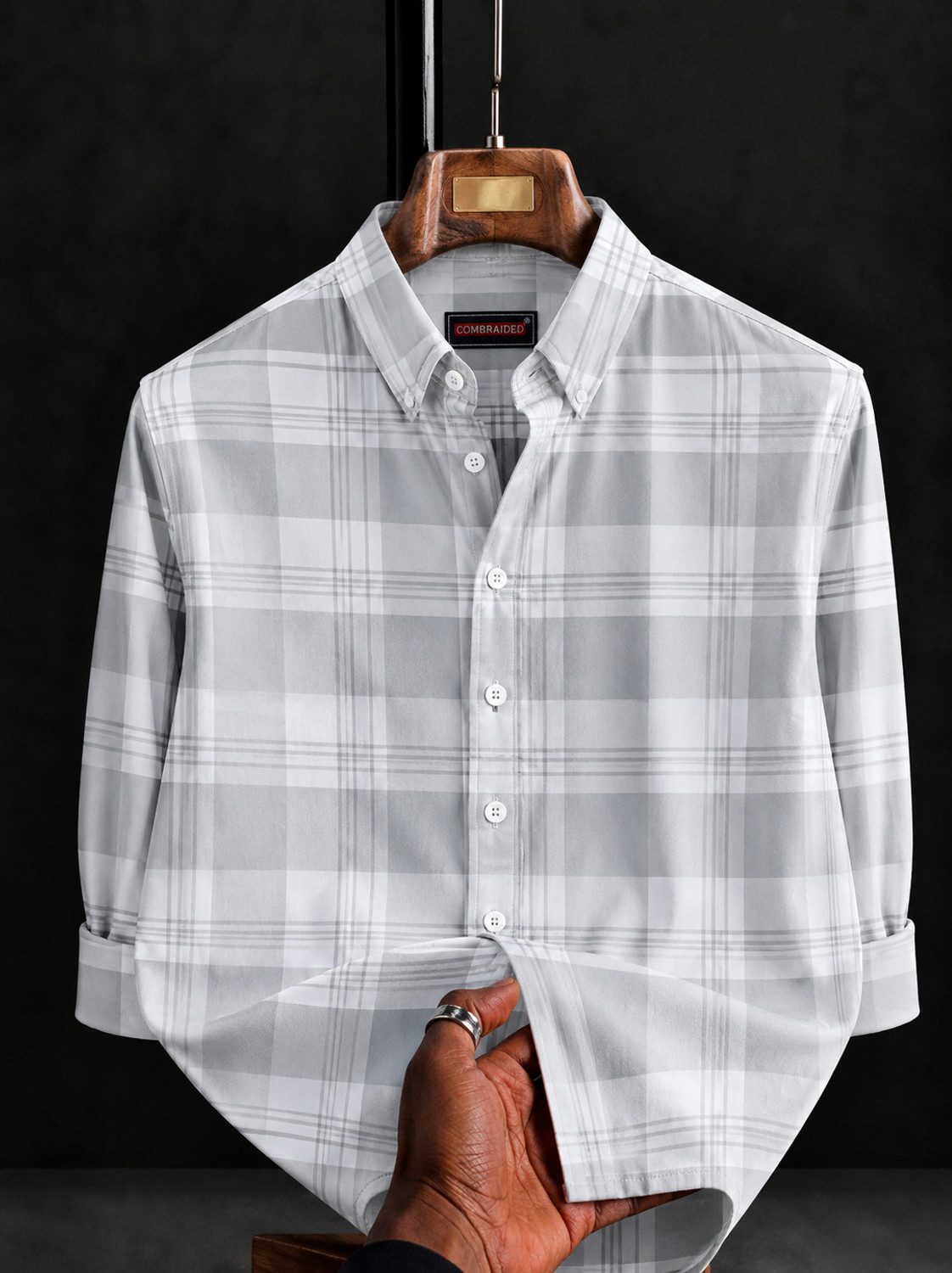 SHIRTZONE Men Slim Fit Checkered Spread Collar Formal Shirt - Image 1