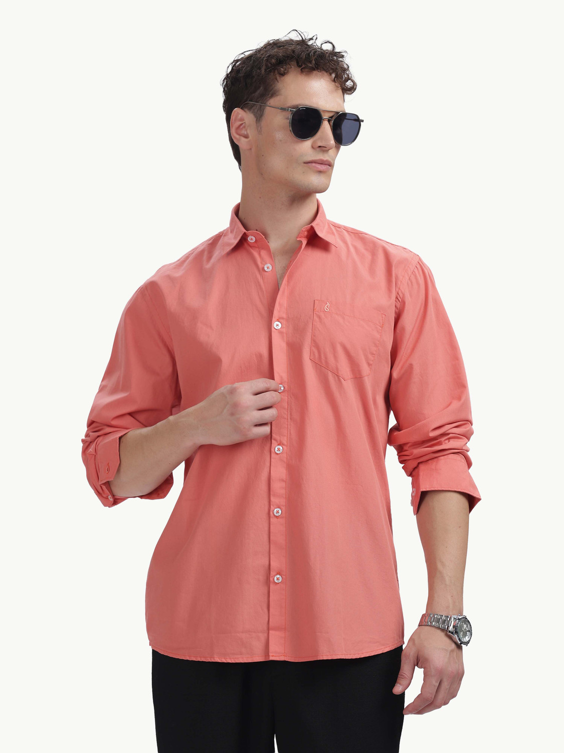 BLUE SQUAD Men Slim Fit Solid Spread Collar Casual Shirt - Image 1