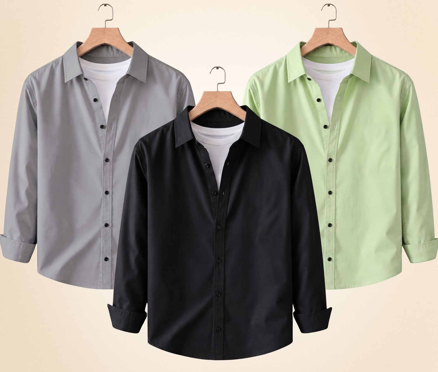 Colix Men Regular Fit Solid Spread Collar Casual Shirt (Pack of 3) - Image 1
