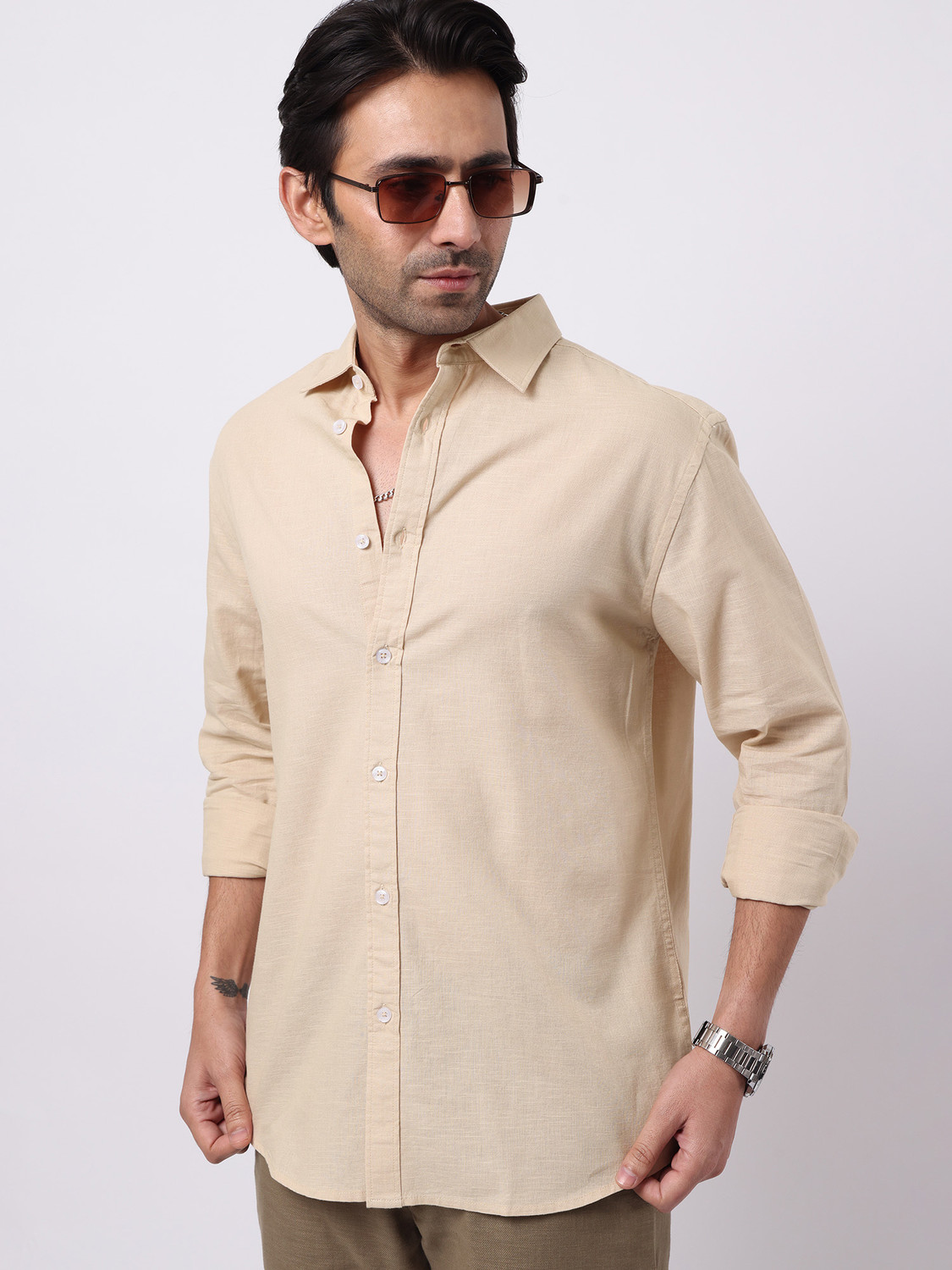MANIAC Men Regular Fit Solid Spread Collar Casual Shirt - Image 1