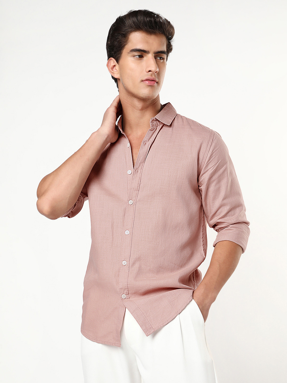 Urbano Fashion Men Relaxed Fit Solid Spread Collar Casual Shirt - Image 1