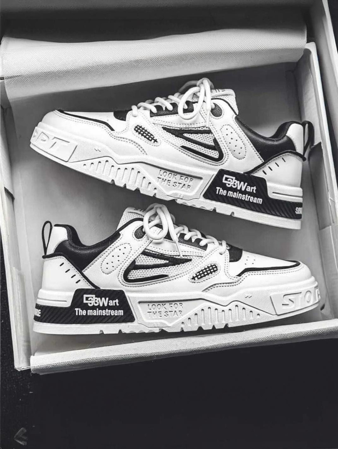 tigonis WHITE SHOES PREMIUM QUALITY SNEAKERS Sneakers For Men (White, Black , 8) - Image 1