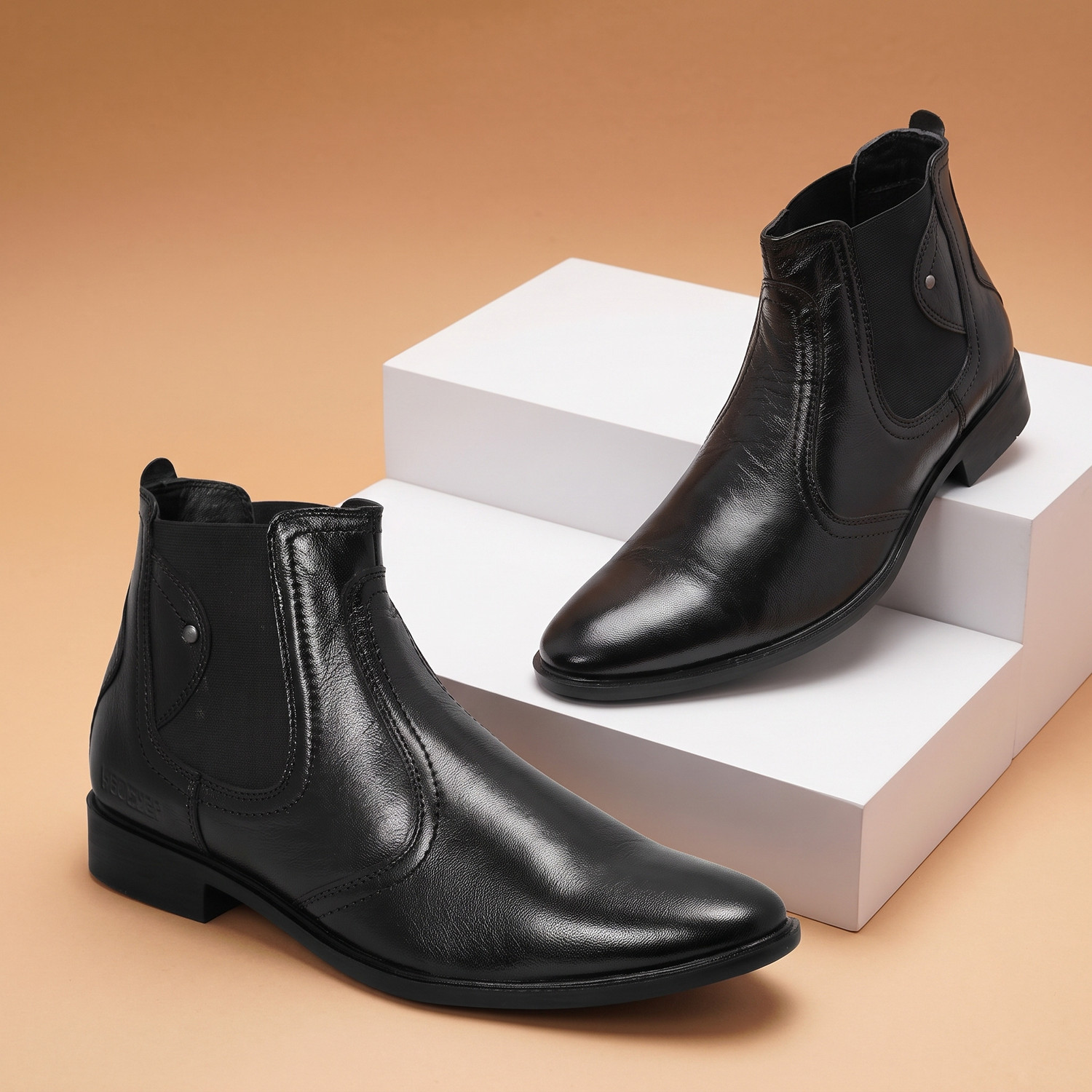 RED CHIEF Genuine Leather Formal Slip-On Boots for Men Black RC3498 001 Boots For Men (Black , 10 UK/India) - Image 1