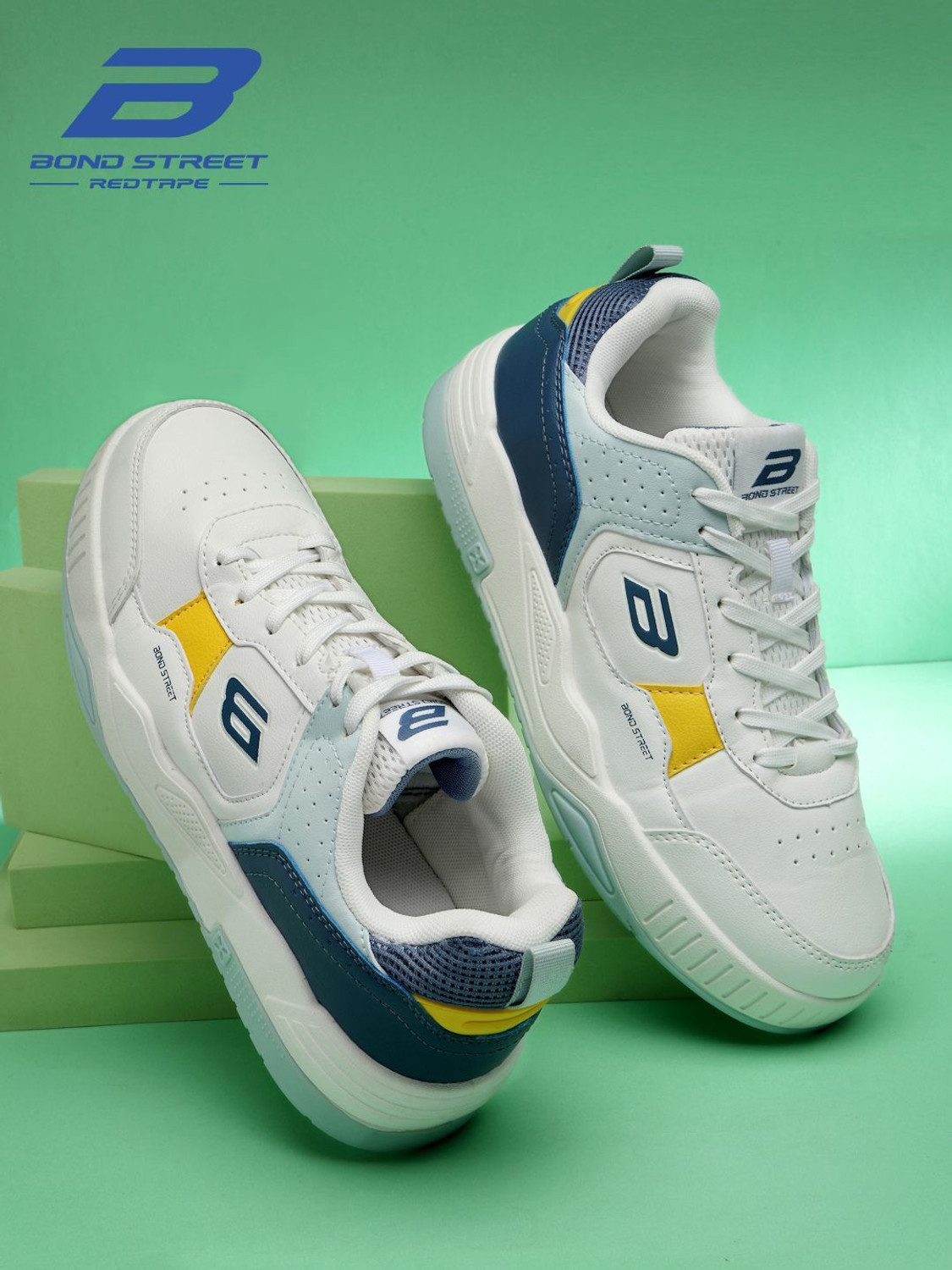 Bond Street By Red Tape Men's Casual Sneakers White Yellow 7 - Image 1