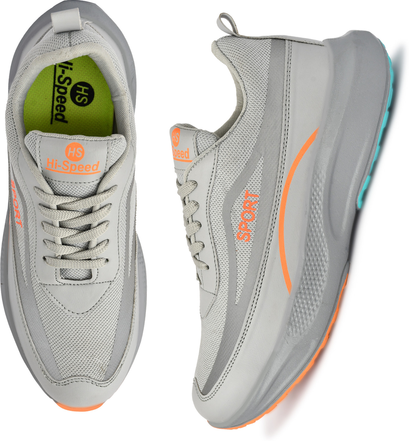 HS HI SPEED RUNNING SPORTS SHOES FOR MEN Sneakers For Men (Grey , 6) - Image 1