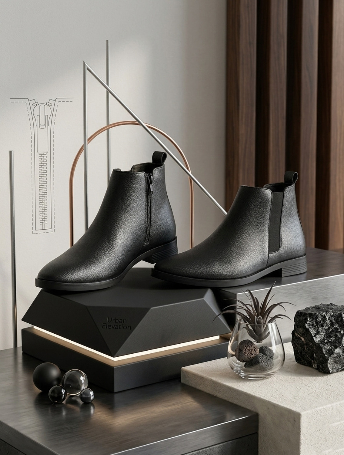 TANN & TRAIL Men's Chelsea Zipper Boots (Black, UK 7) - Image 1