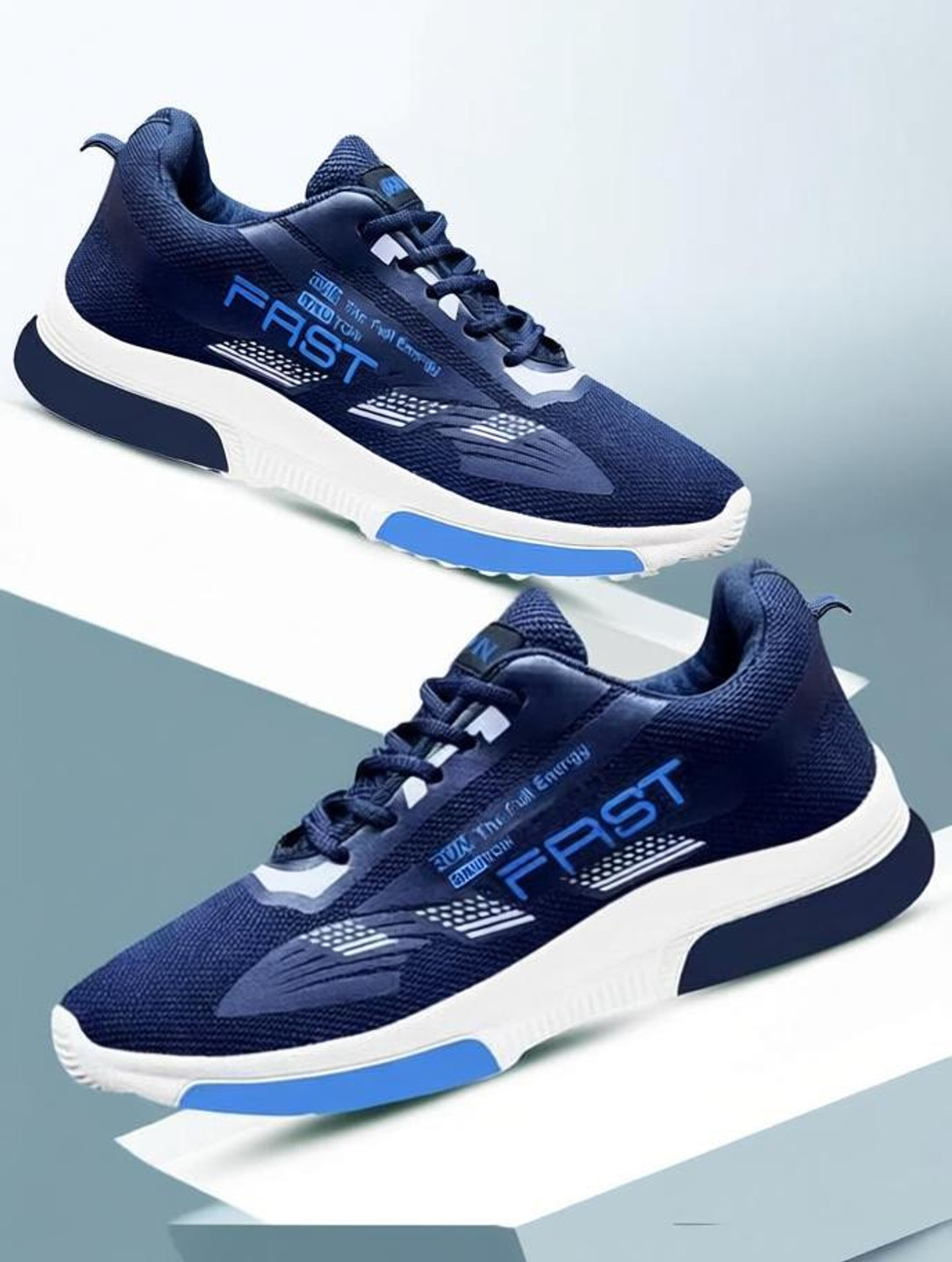 BRUTON Trendy Sneakers for Men (Blue, White, Size 9) - Image 1