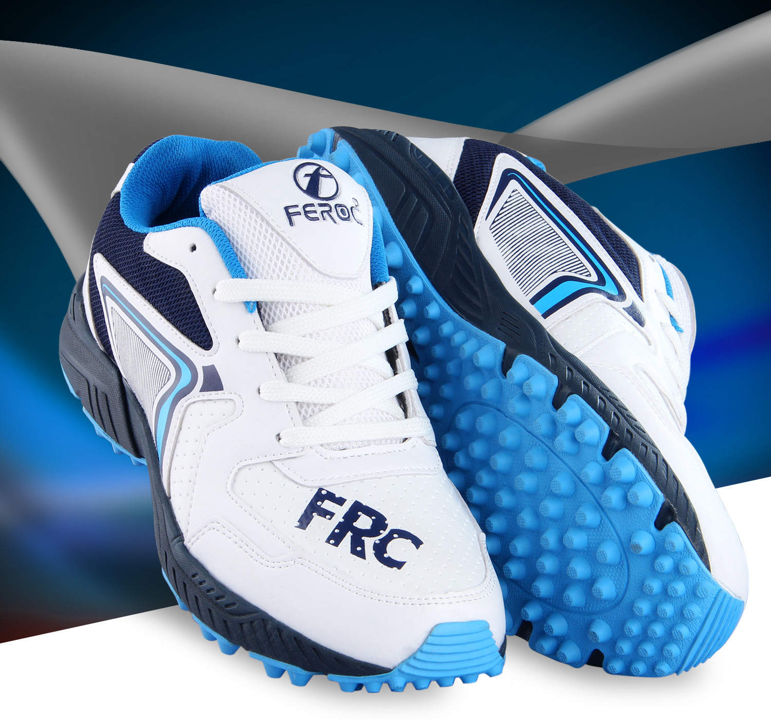 FEROC Active Cricket Shoes for Men Boys Unisex Kids Cricket Shoes For Men (Blue , 8) - Image 1