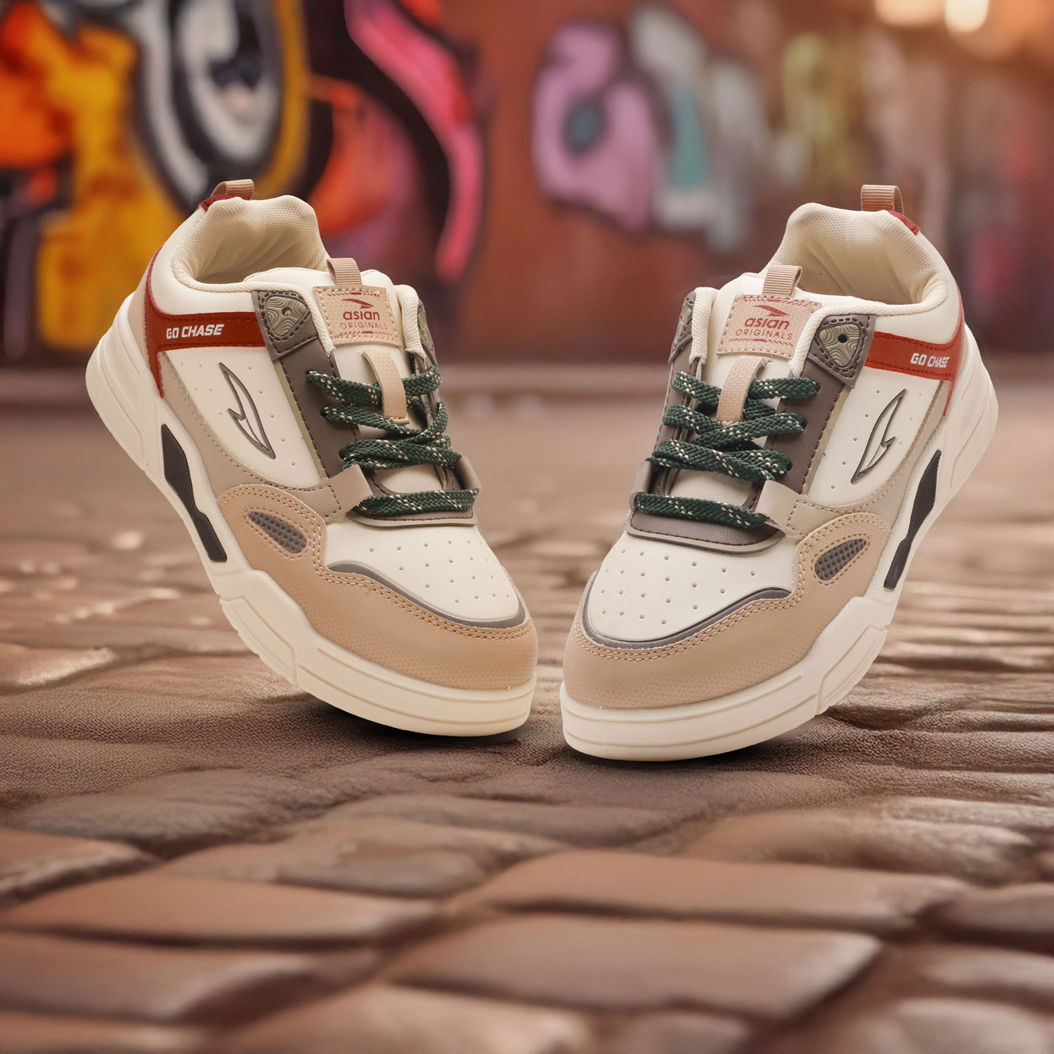 asian Menâs Tango-01 Sneakers | Stylish & Lightweight Shoes with High Grip Sole Sneakers For Men (Off White, Beige , 7) - Image 1