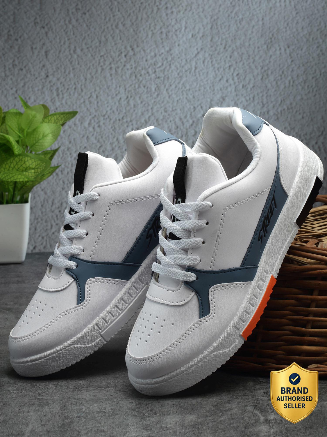 Asian Tarzan-05 White Sneakers for Men (White, Blue, Size 7) - Image 1