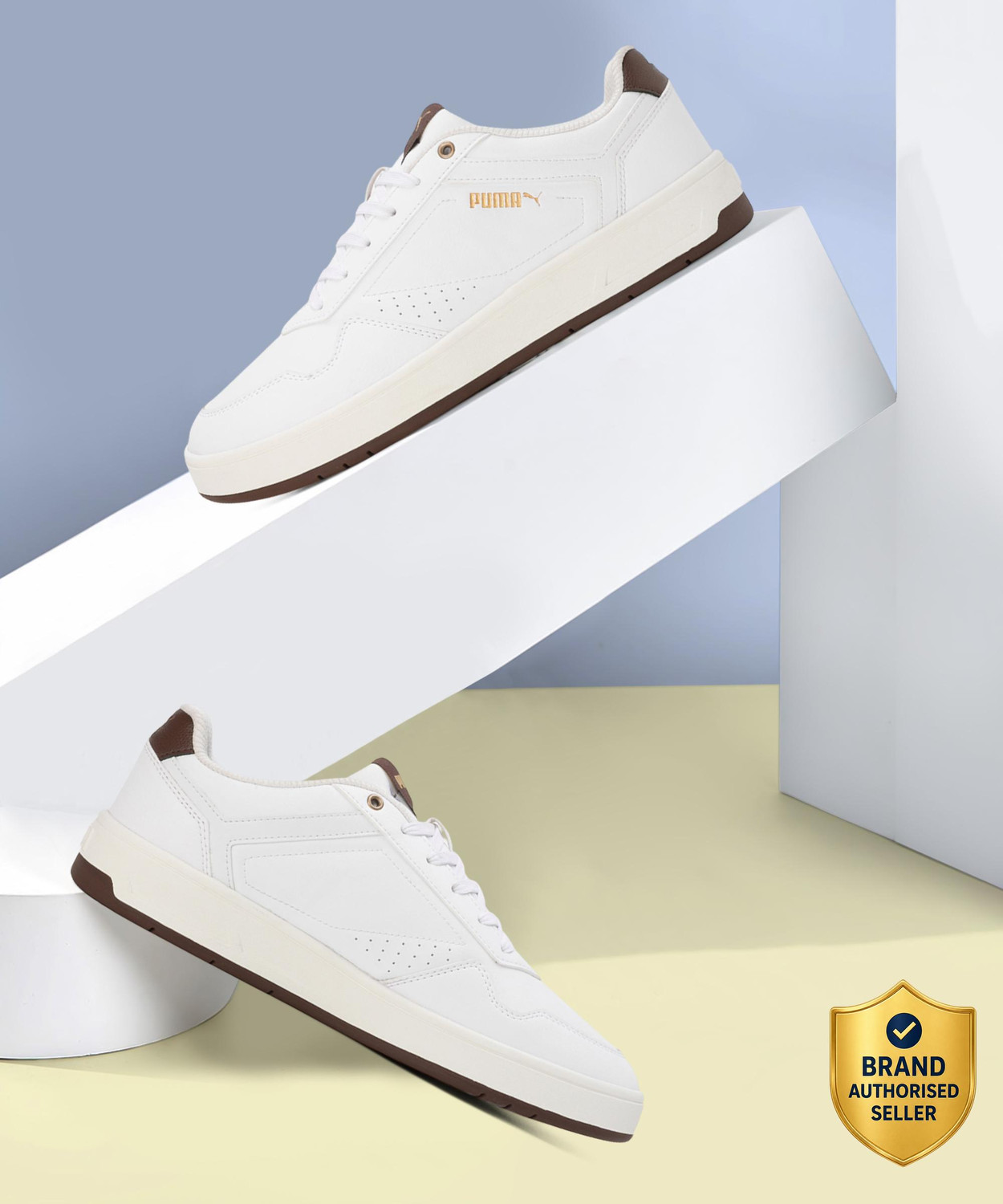 PUMA Court Classic Sneakers for Men (White, UK 7) - Image 1