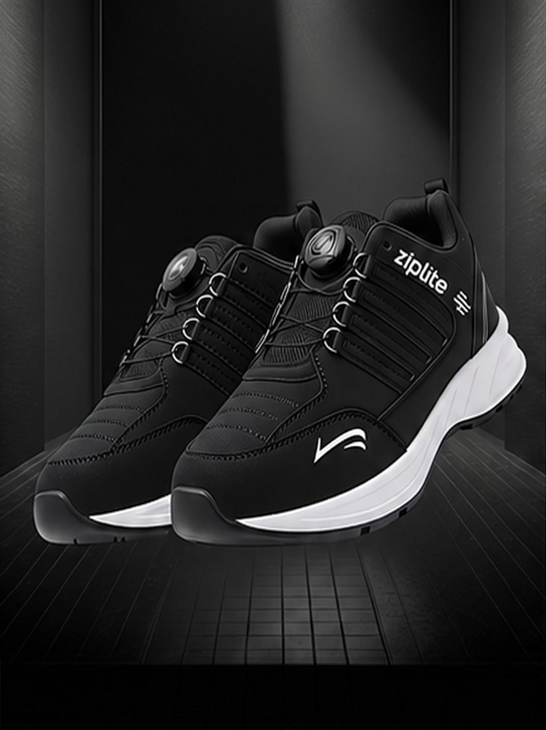 ZIPLITE Rotating Button Sports Sneakers for Men (Black, UK 9) - Image 1