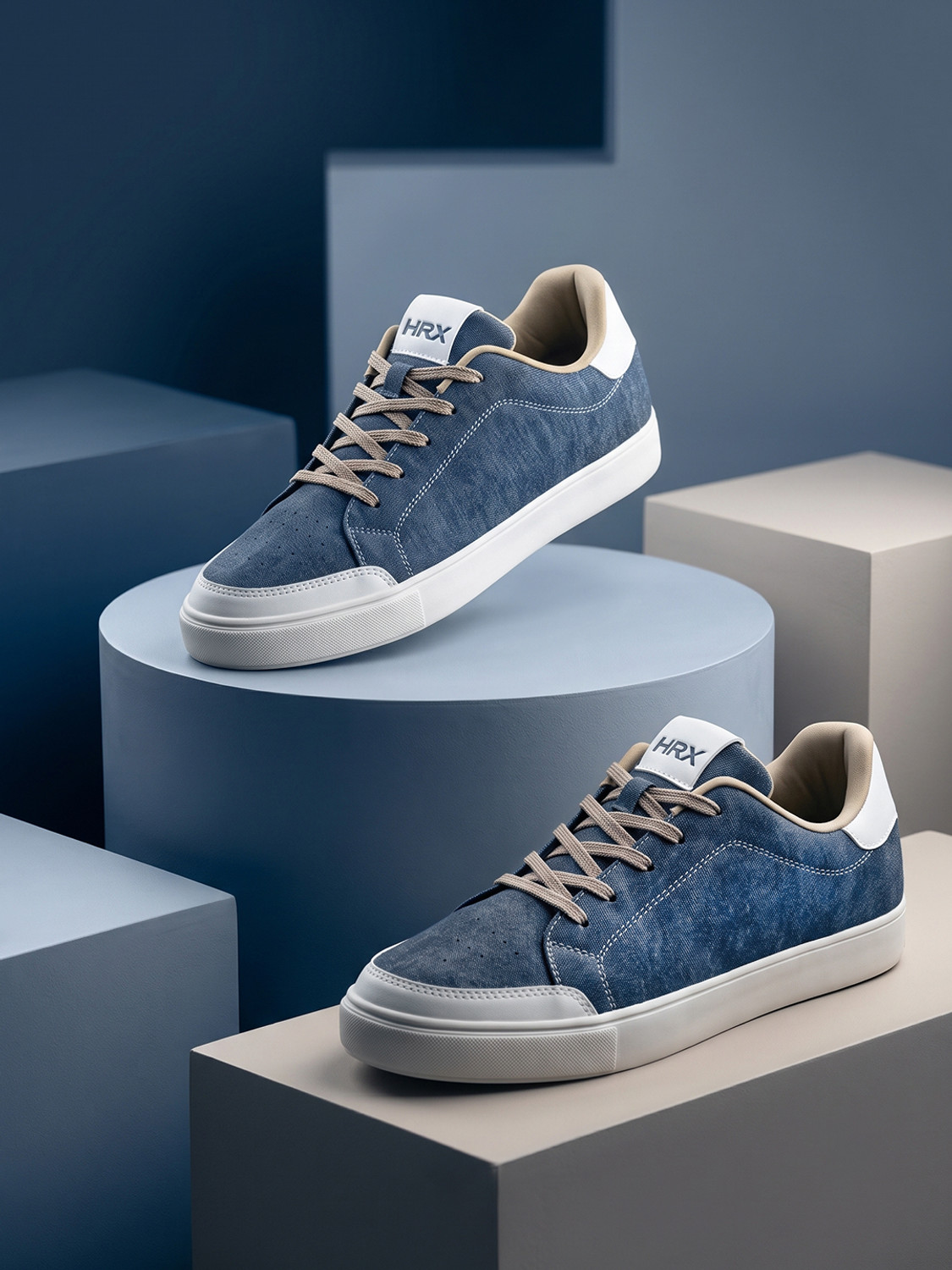 HRX by Hrithik Roshan Sneakers For Men (Blue, White , 10) - Image 1