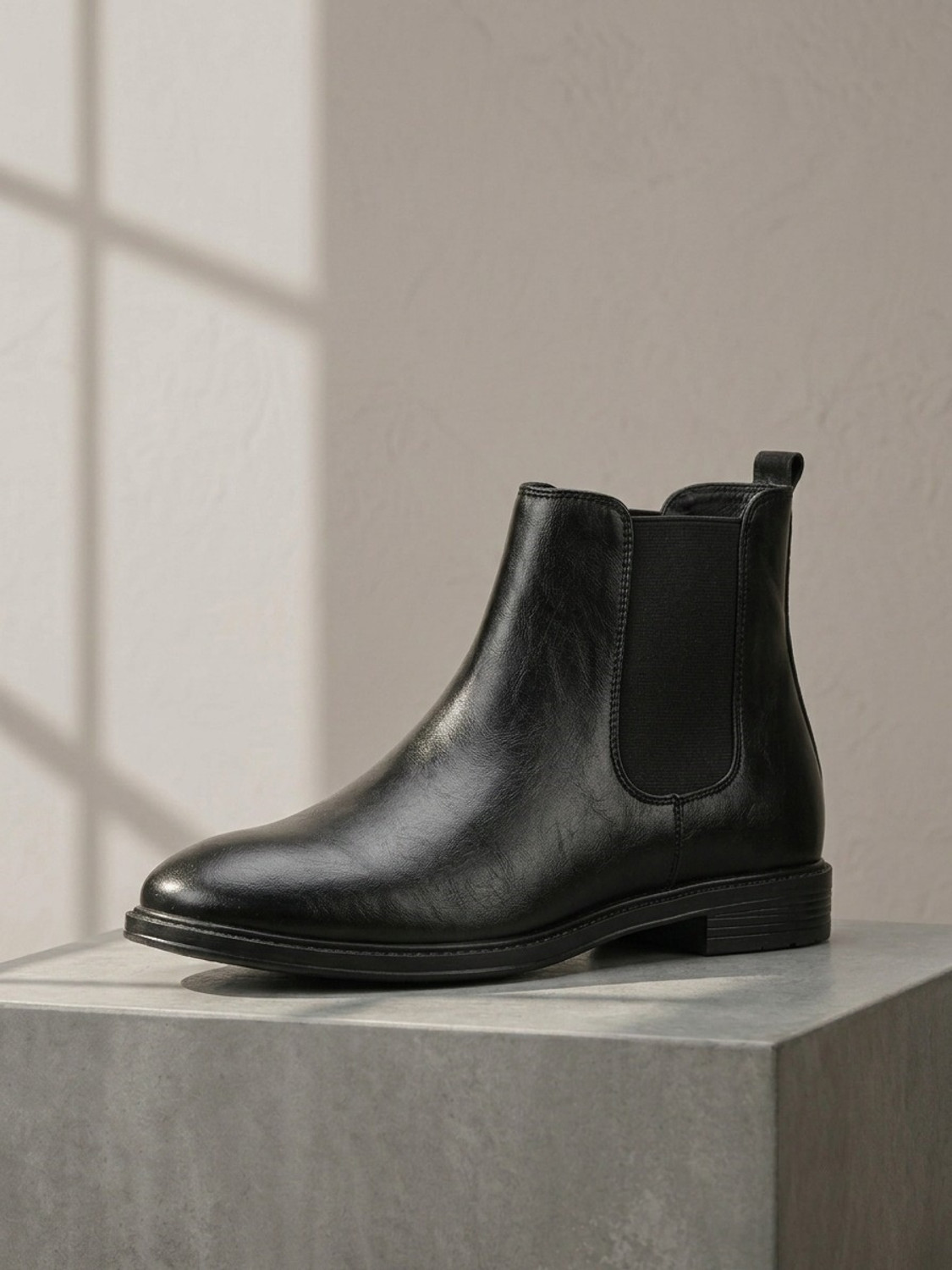 aadi Men's Synthetic Leather Lightweight Comfortable Trendy Outdoor Slip On Chelsea Boots For Men (Black , 8) - Image 1