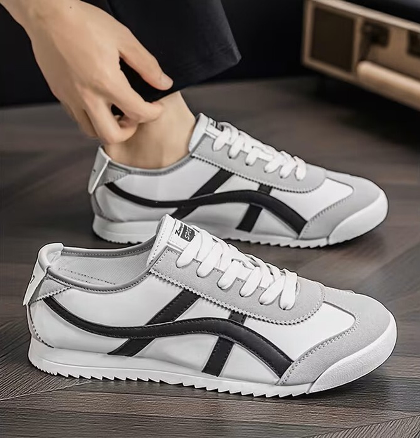 Umesh Sneakers for Men Casuals For Men (White, Grey, Black , 6) - Image 1
